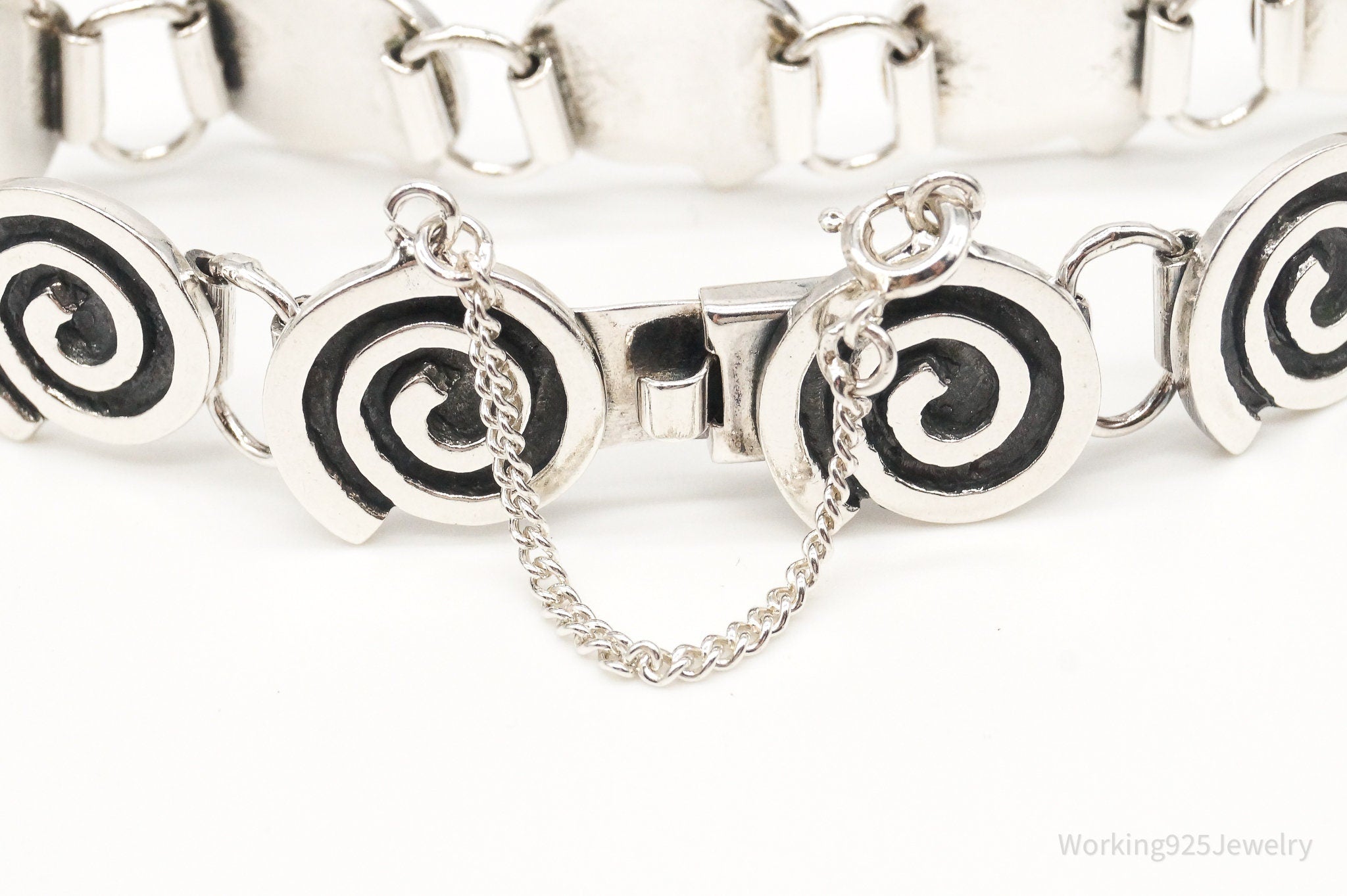 Vintage Modernist Spirals Sterling Silver Bracelet