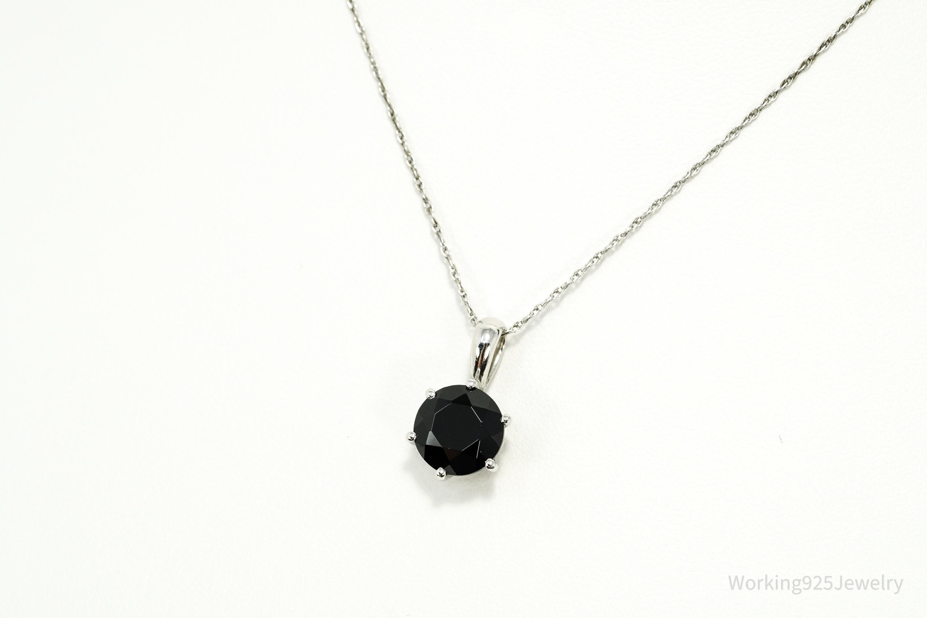 BBJ Black Spinel Rhodium Over Sterling Silver Necklace 17"