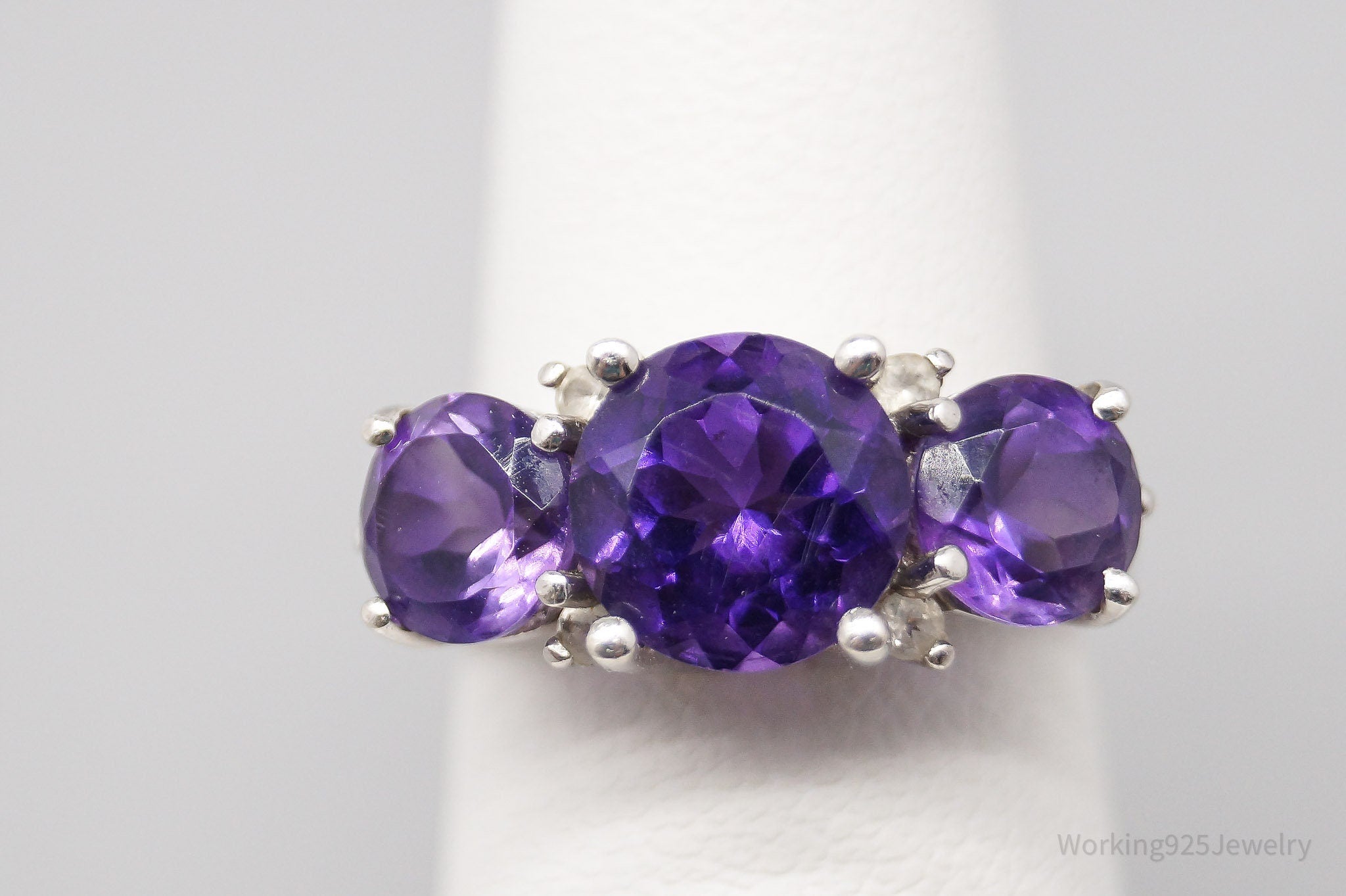 Vintage Amethyst Sterling Silver Ring - Size 5.25