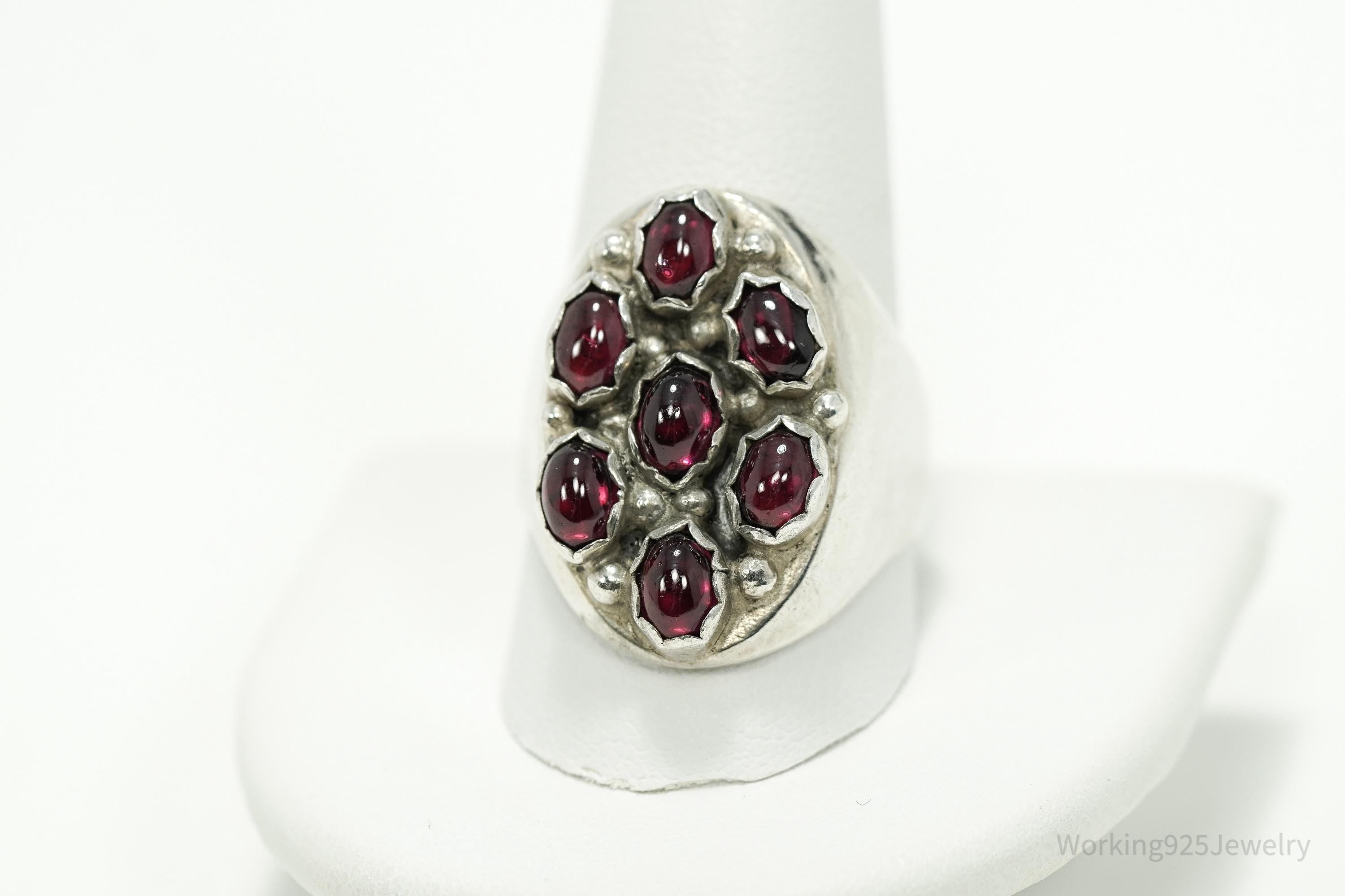 Vintage Rhodolite Garnet Sterling Silver Ring - Size 10.75
