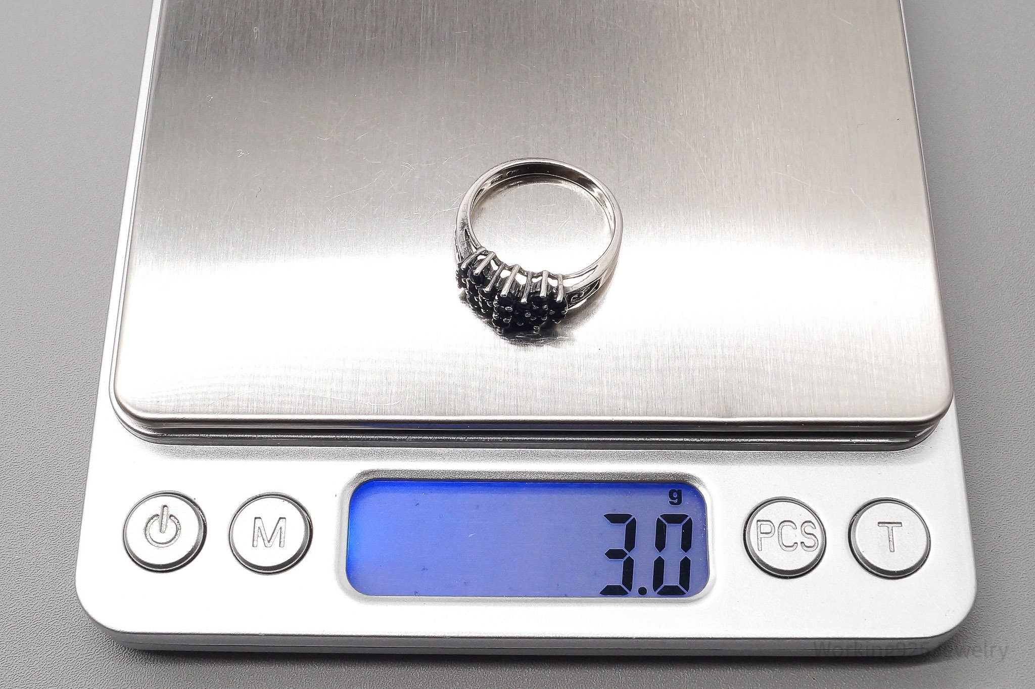 Vintage CNA Blue Sapphire Sterling Silver Ring - Size 6.75