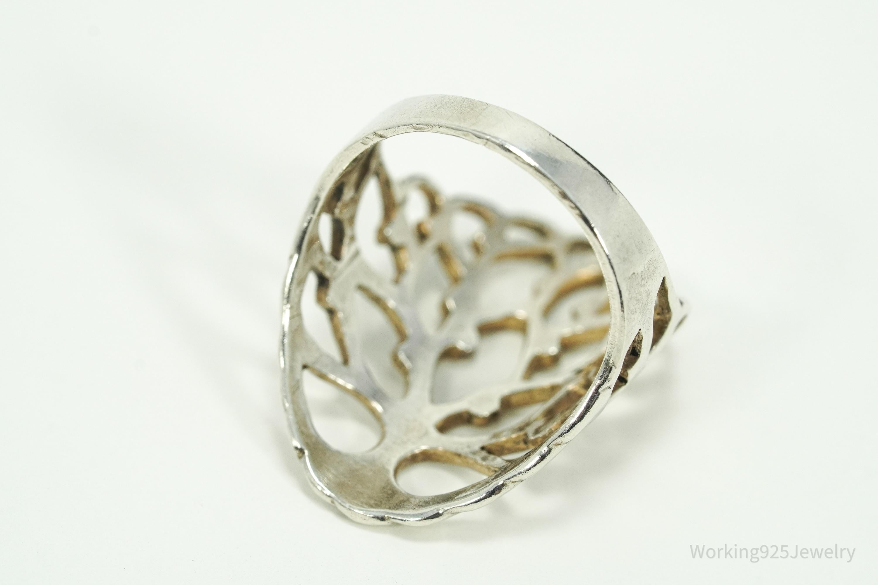 Vintage Tree Of Life Sterling Silver Ring - Size 6