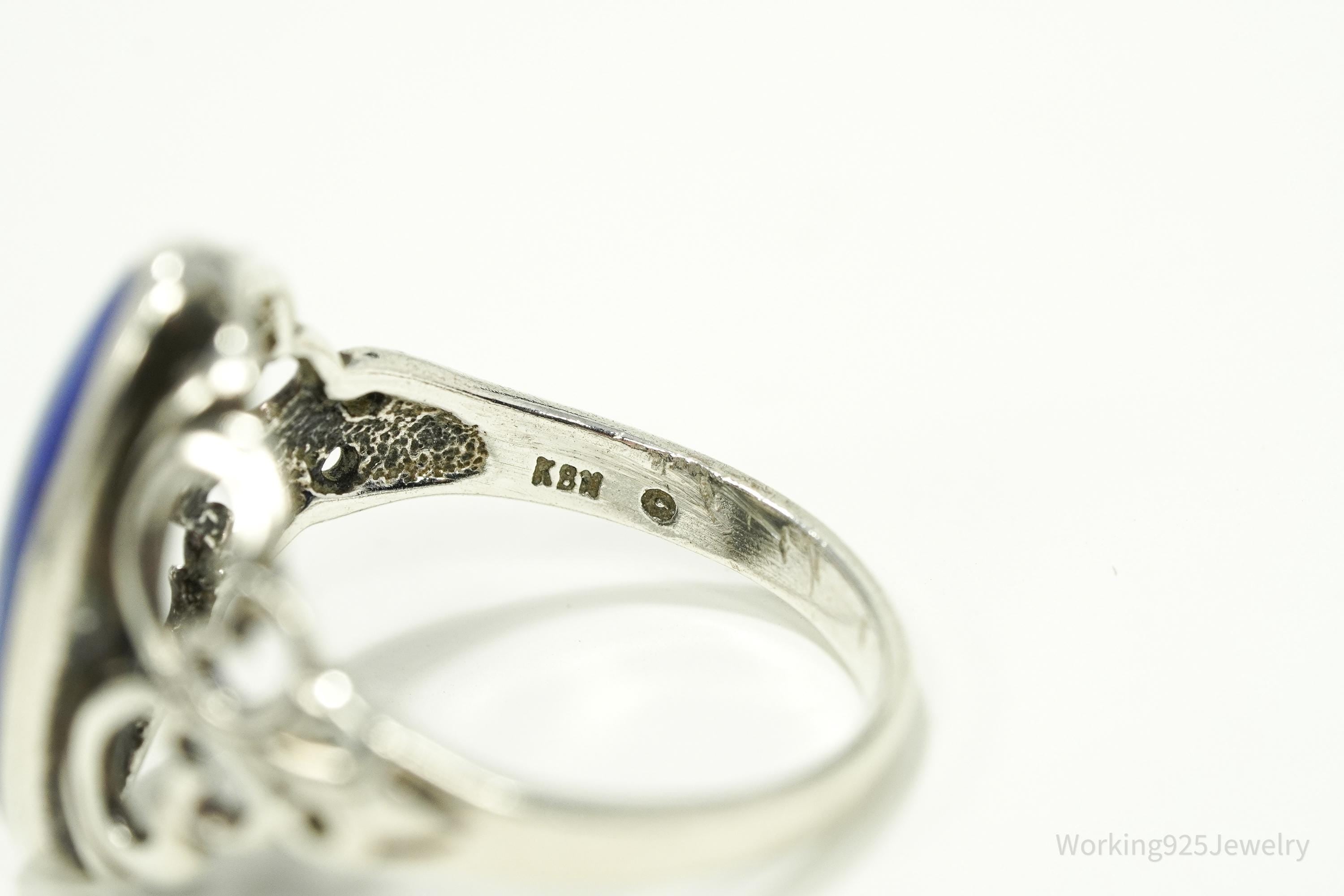 Vintage Designer Kabana Lapis Lazuli Sterling Silver Ring - Size 9