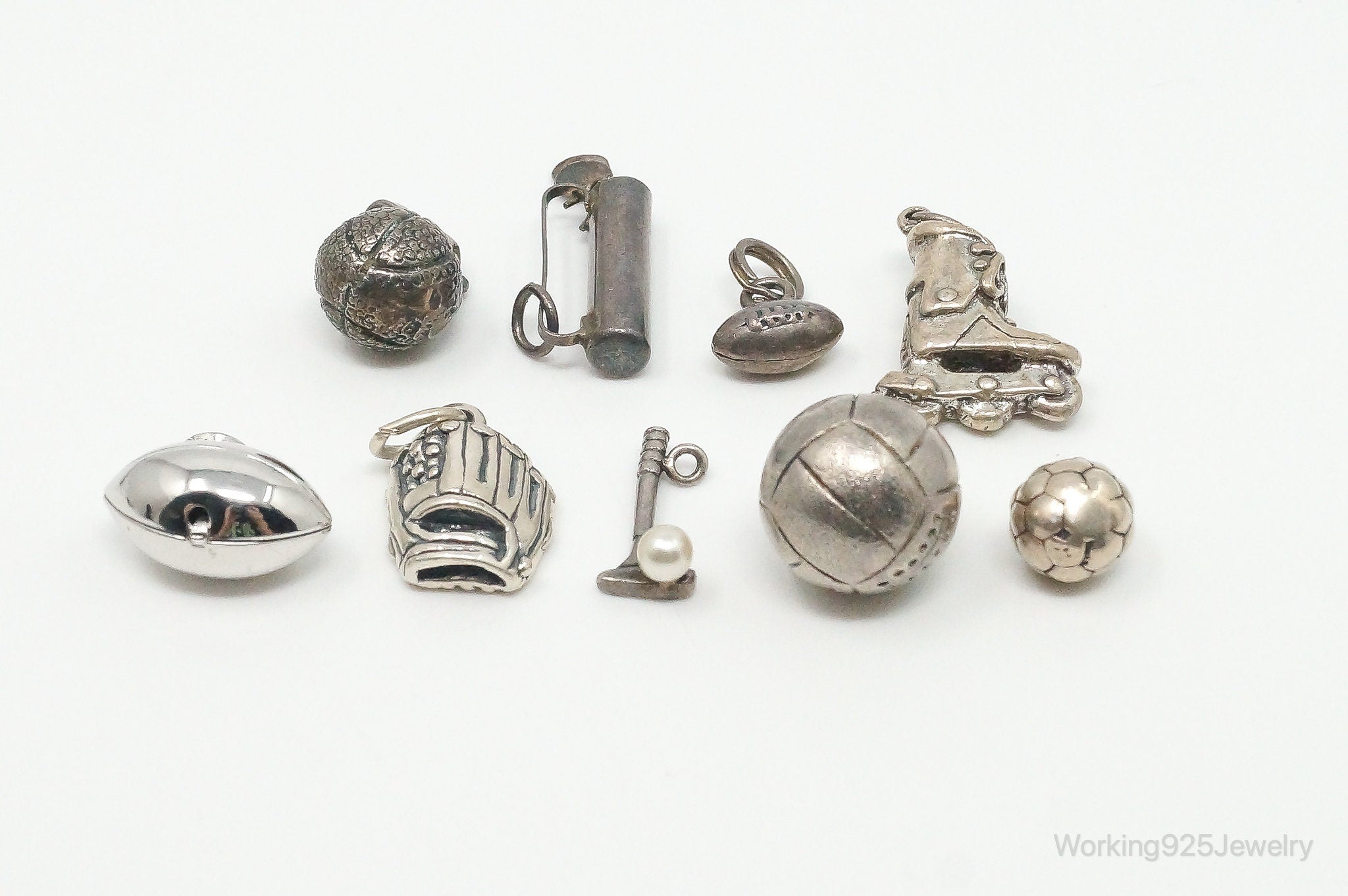 Vintage Sports Hobbies Sterling Silver Charms Lot