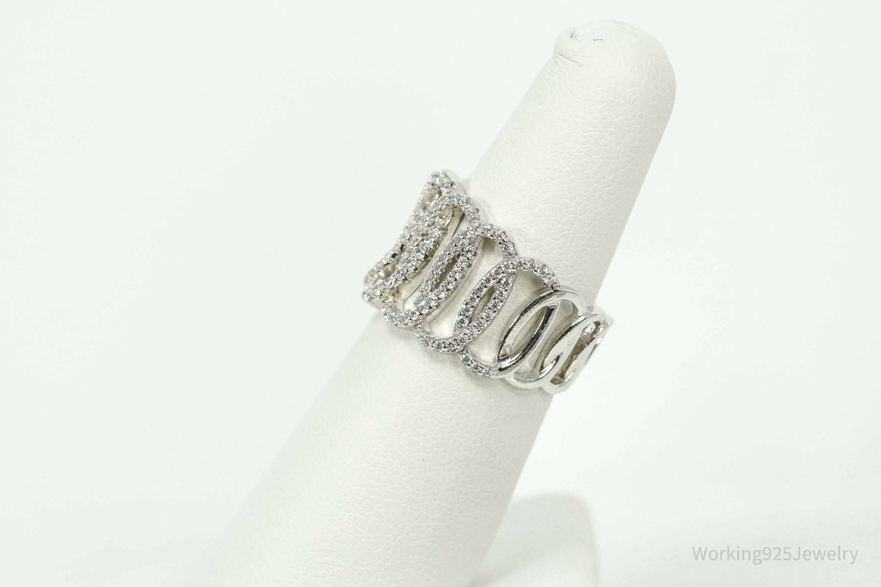 Vintage Cubic Zirconia Sterling Silver Ring - Size 6