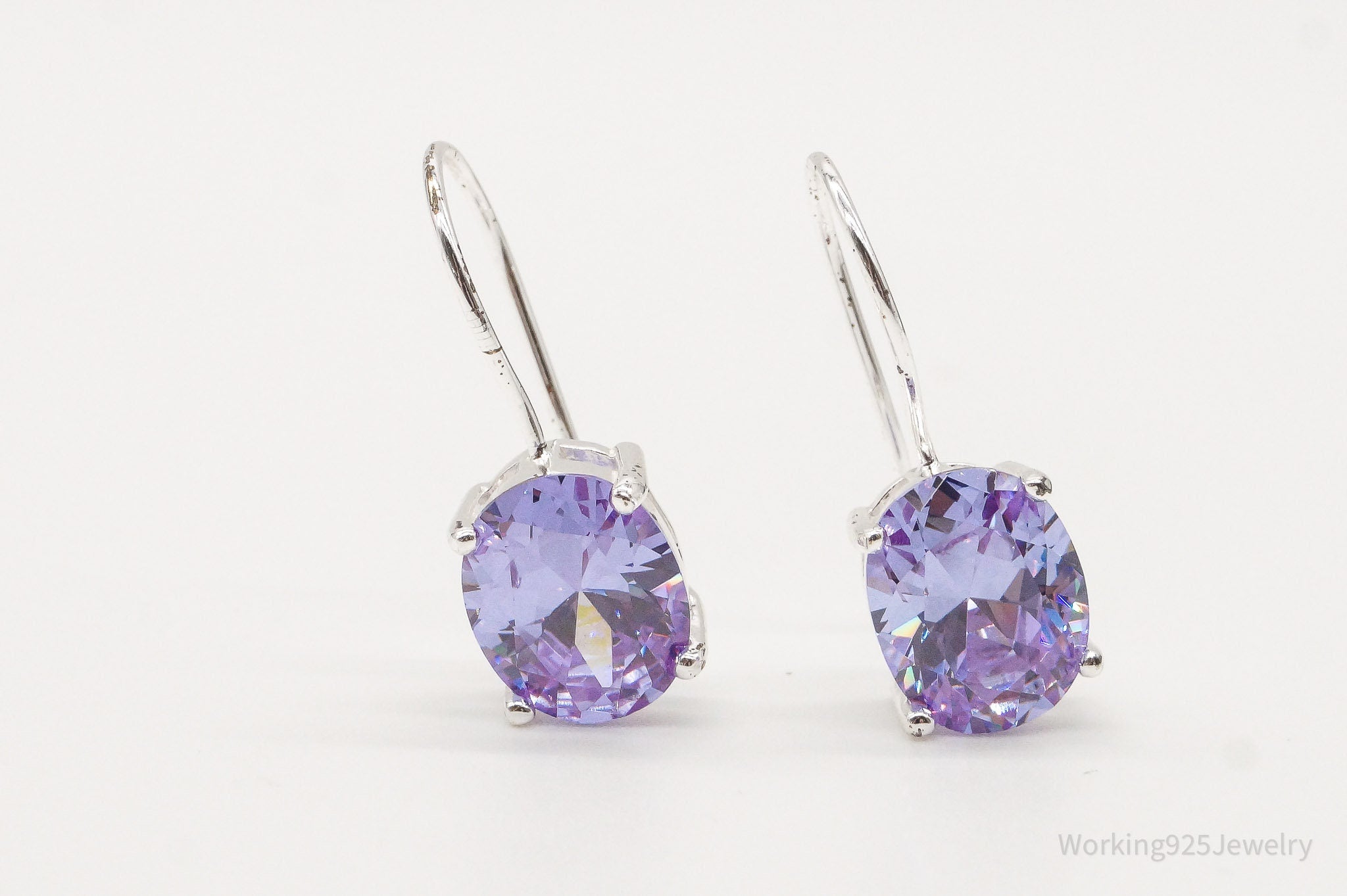 Vintage Purple Cubic Zirconia Sterling Silver Earrings