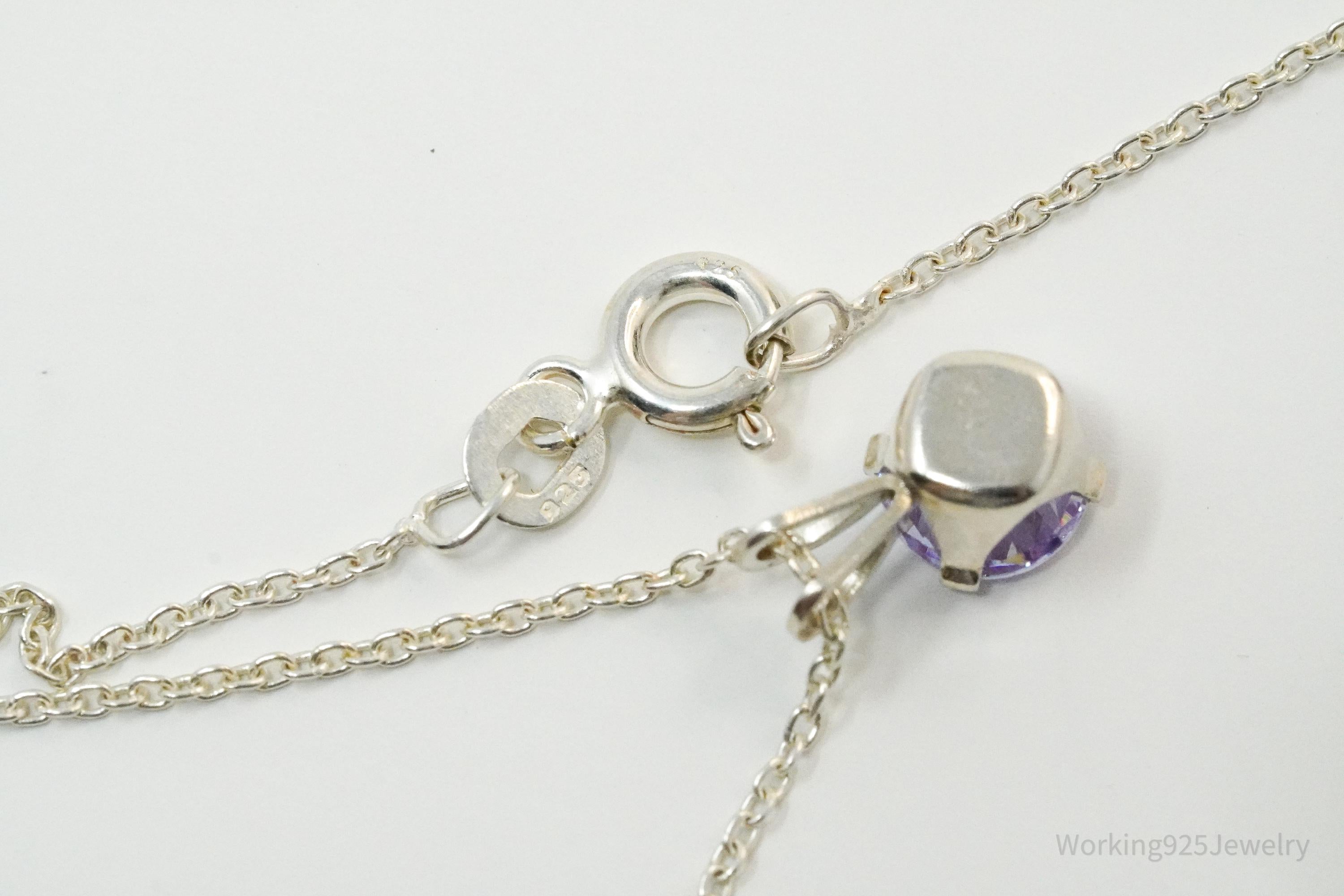 Vintage Violet Cubic Zirconia Sterling Silver Necklace - 18"