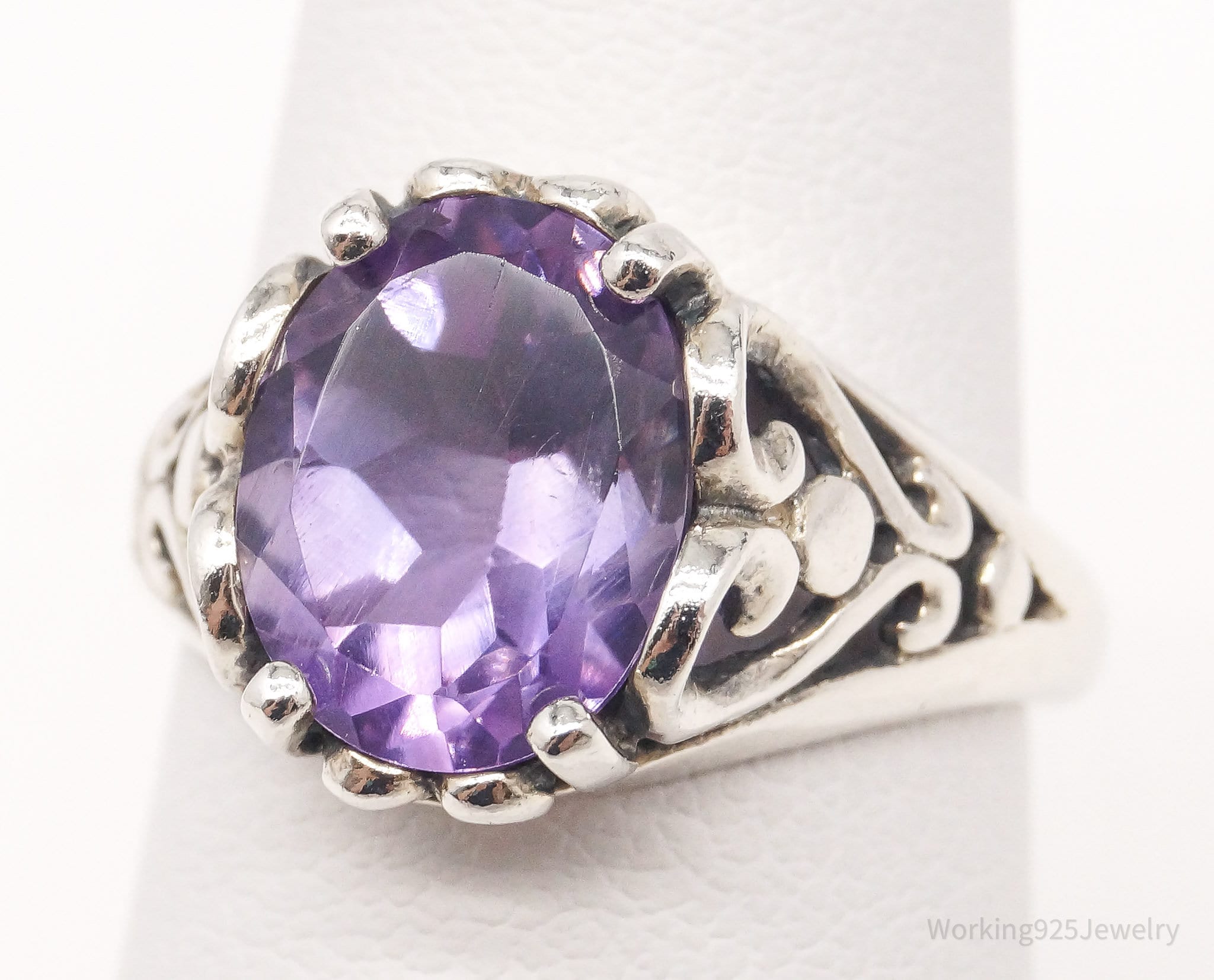 Vintage Designer KABANA Amethyst Sterling Silver Ring - Size 5.75