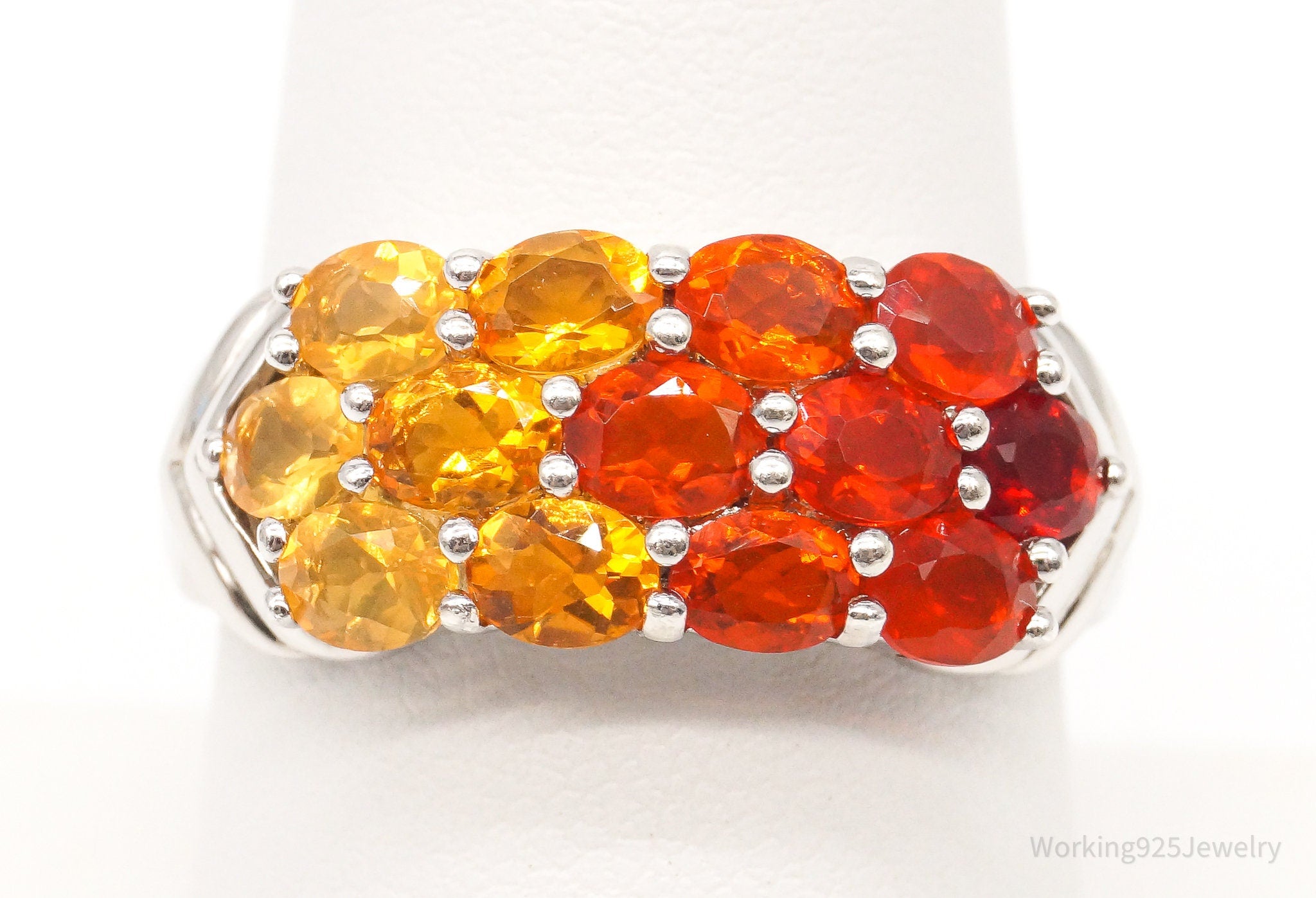 Vintage Multi Color Orange Topaz Sterling Silver Ring - Size 8