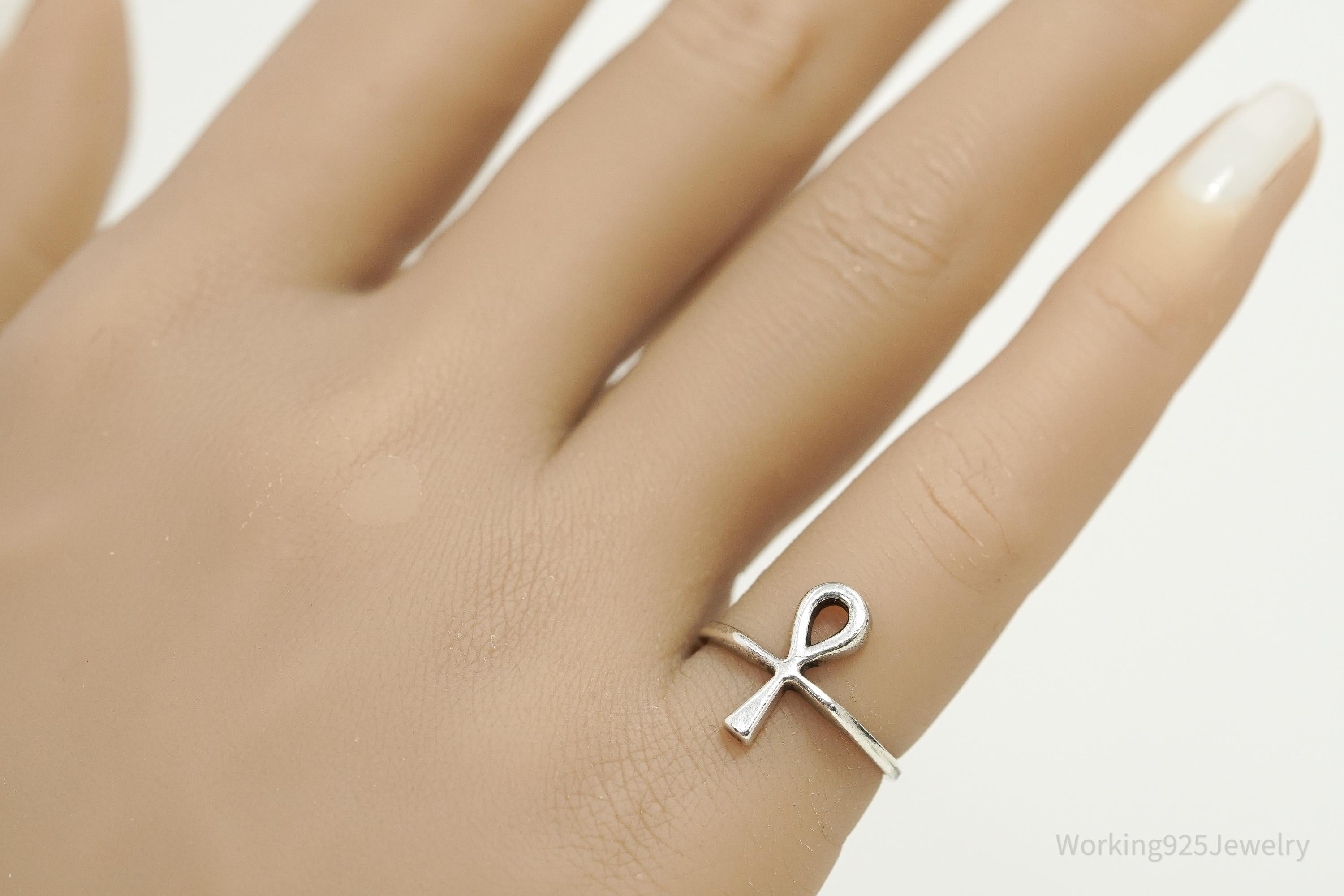 Vintage Espo Sterling Silver Ankh Ring - Size 5