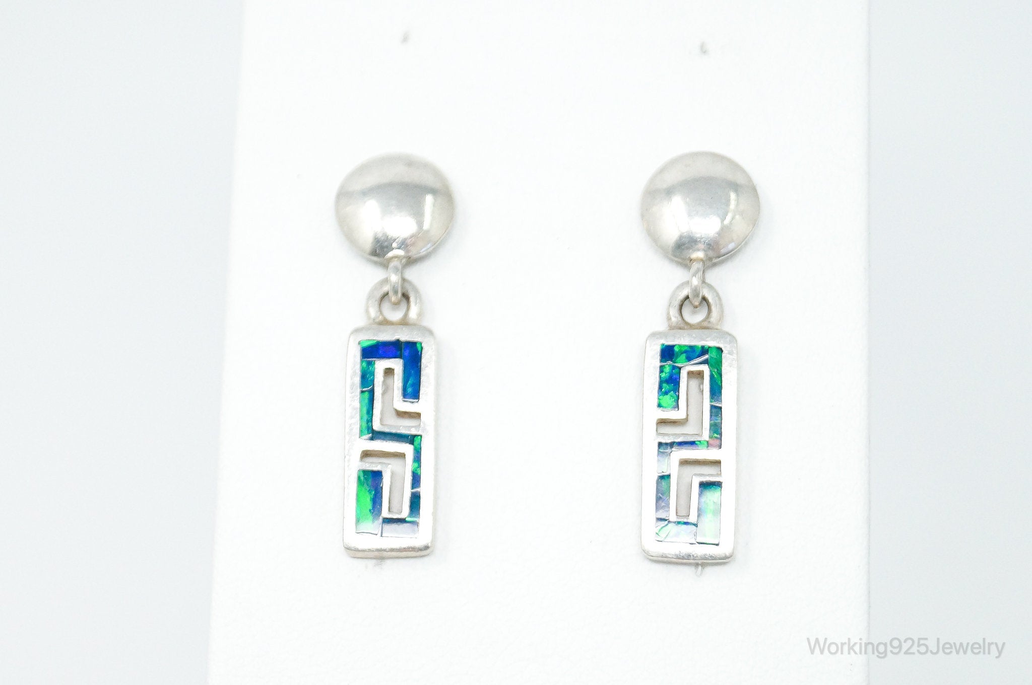 Vintage Mexico Opal Sterling Silver Southwestern Style Earrings