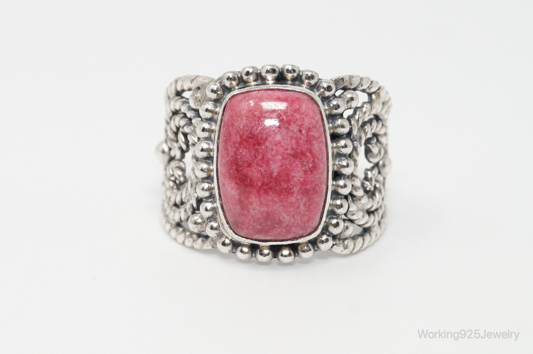 Vintage Southwestern Style Thulite Sterling Silver Ring - Size 9.25