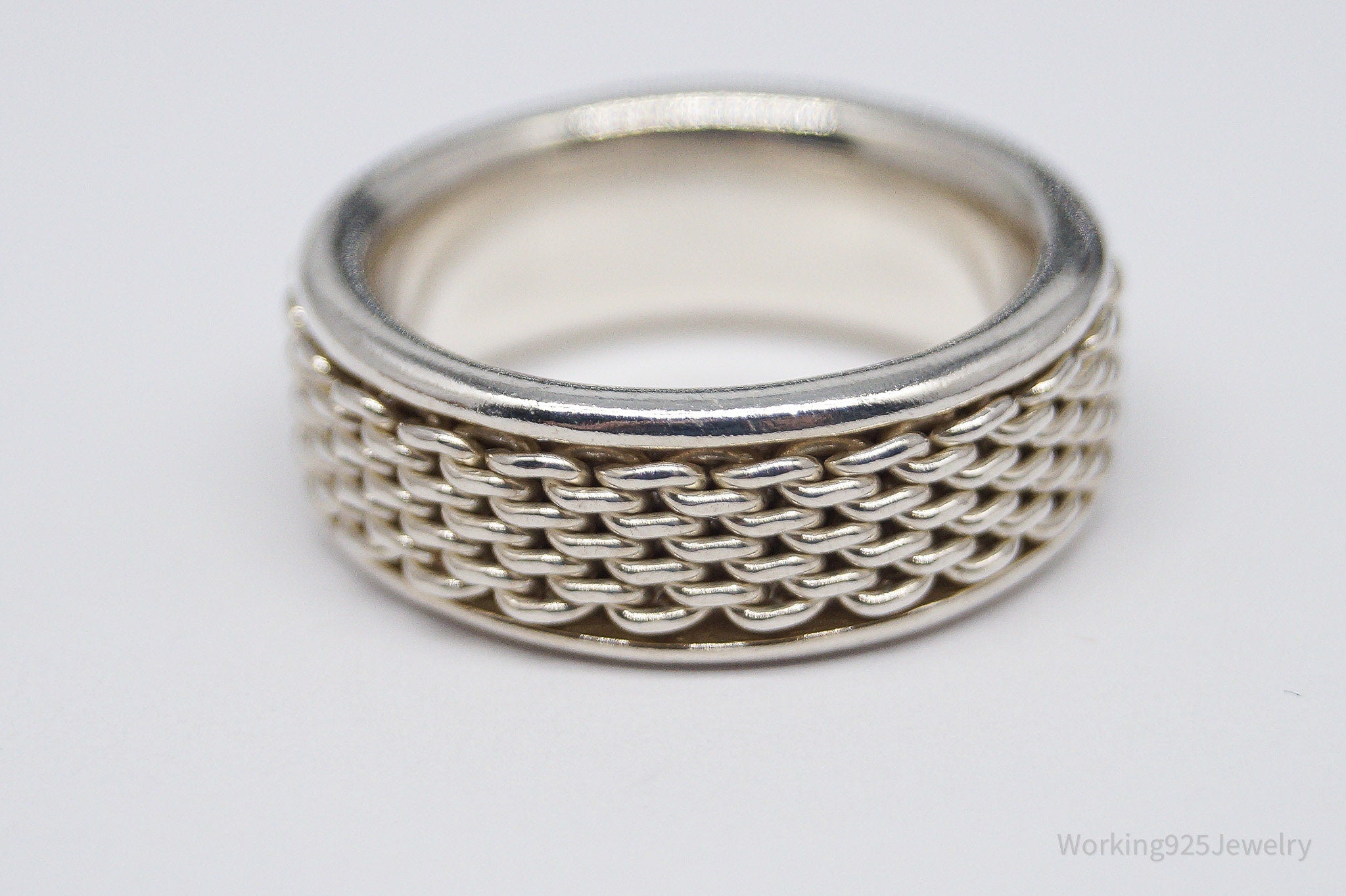 Vintage Espo Sig Chainlink Sterling Silver Band Ring - Size 6