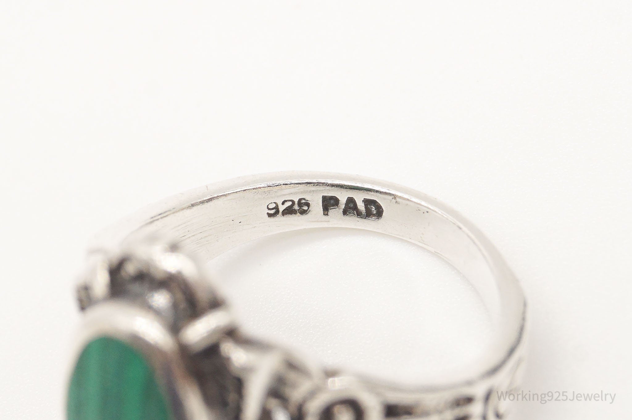 Vintage Malachite Sterling Silver Ring - Size 6