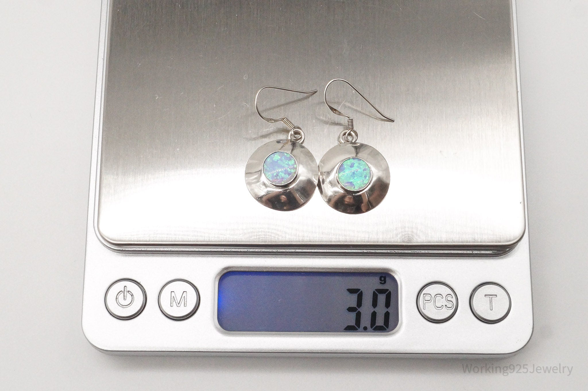 Vintage Blue Opal Sterling Silver Earrings