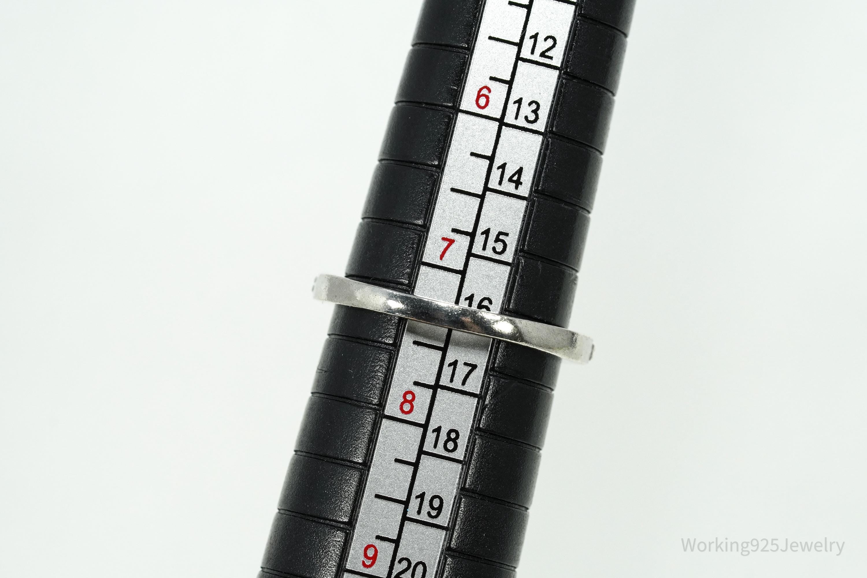 Vintage Blue & White Topaz Sterling Silver Ring - Size 7.25