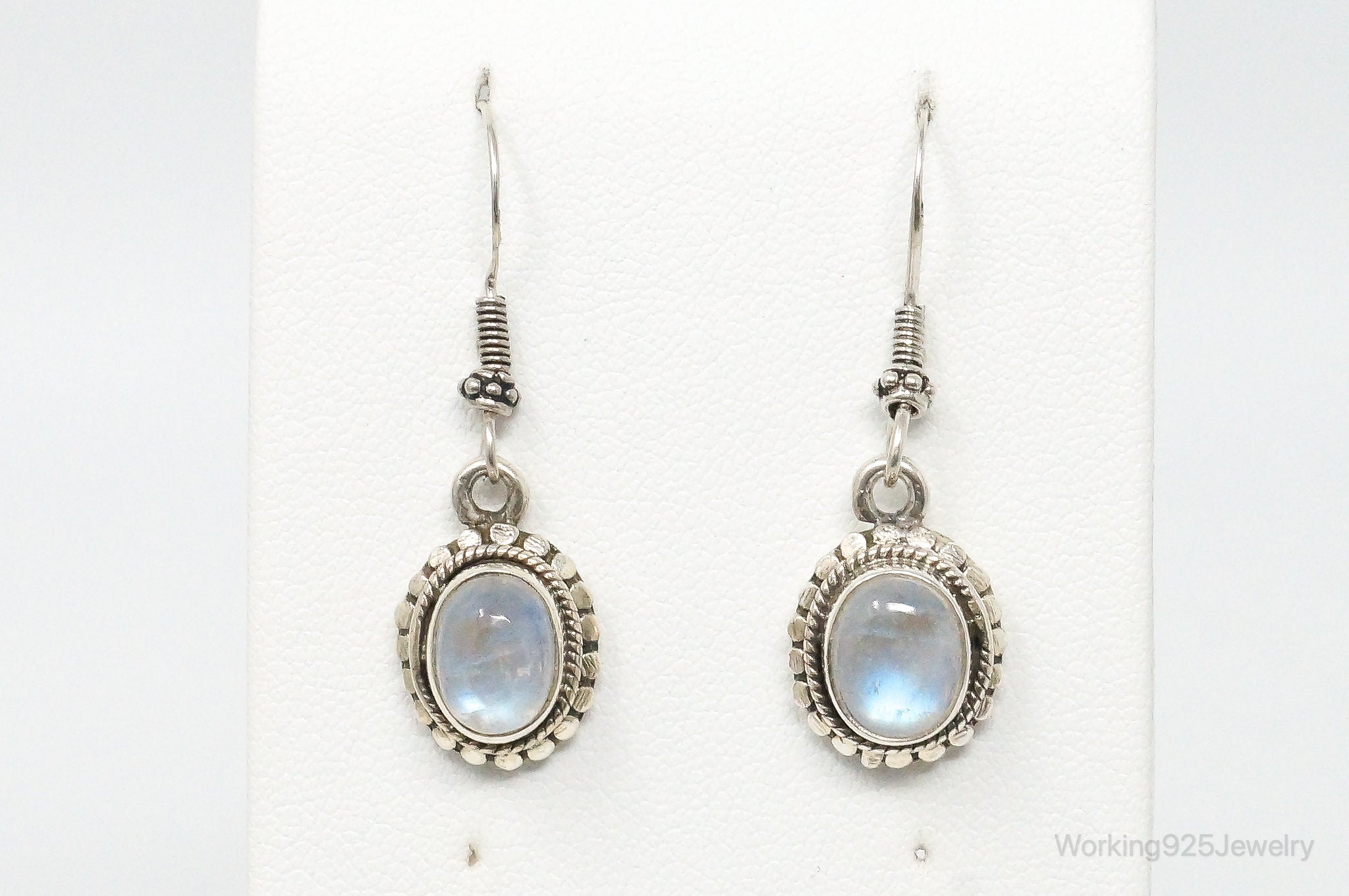 Vintage Moonstone Bali Style Sterling Silver Earrings