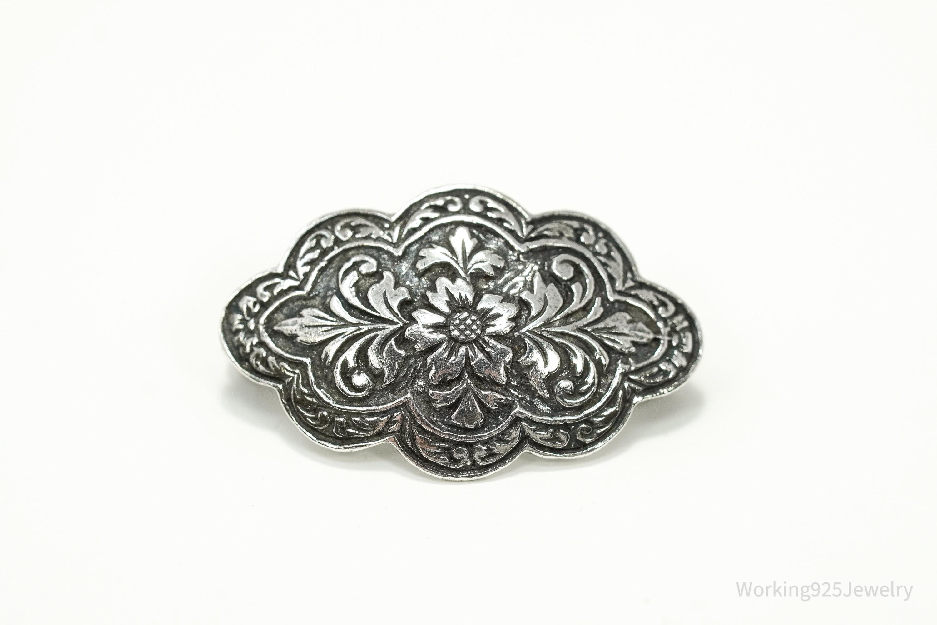 Vintage Edwardian Style Sterling Silver Brooch Pin
