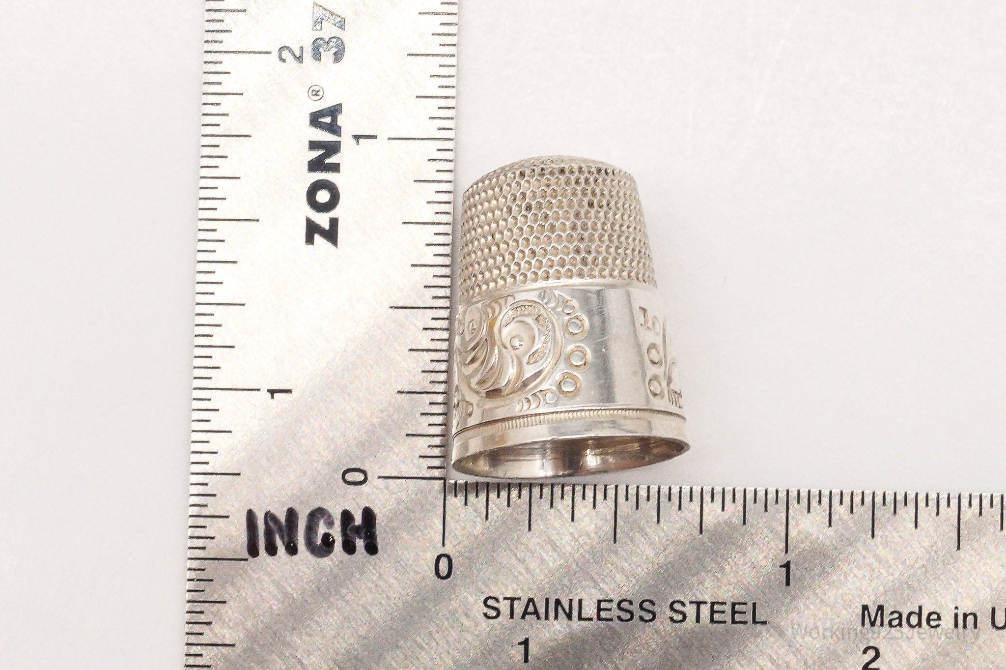 Antique Simons Bros & Co Sterling Silver Thimble Size 10