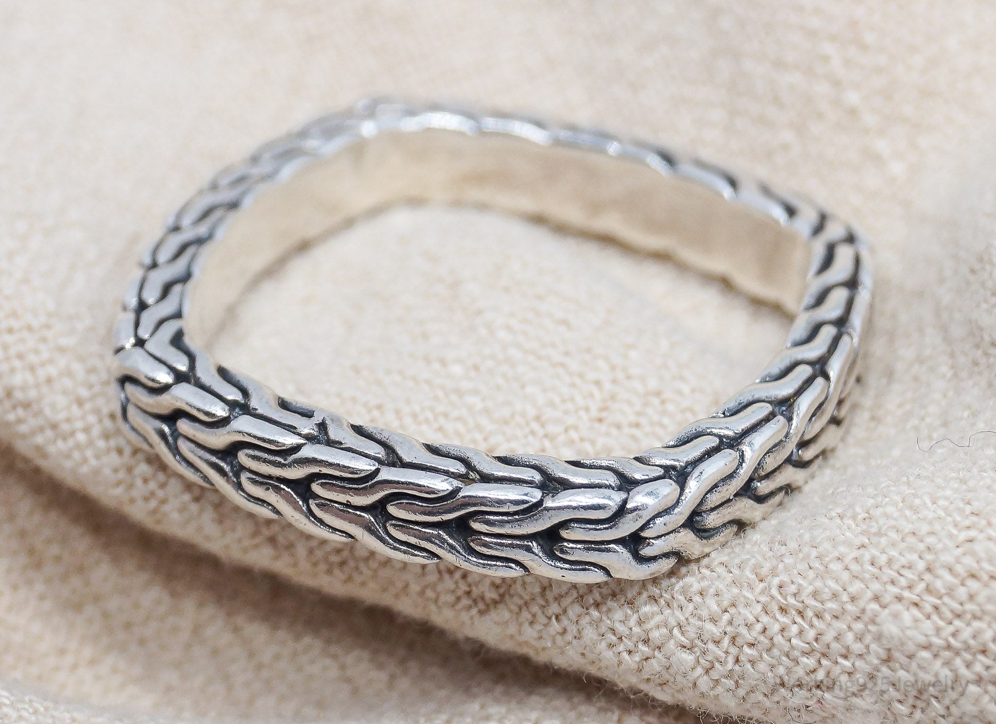 Vintage Dragon Snake Weave Style Byzantine Sterling Silver Band Ring - Size 11.5