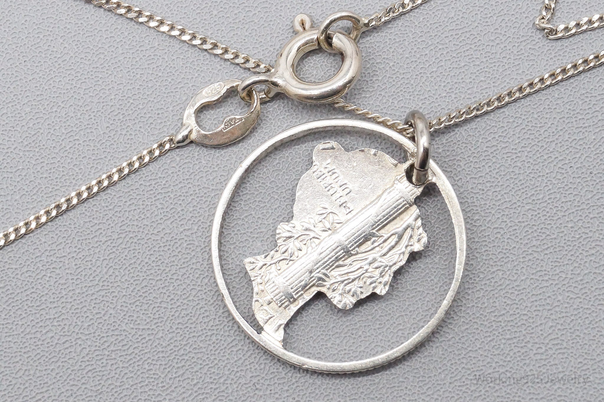 Vintage Mercury Dime Coin Cut Out Silver Pendant Sterling Silver Necklace 18"