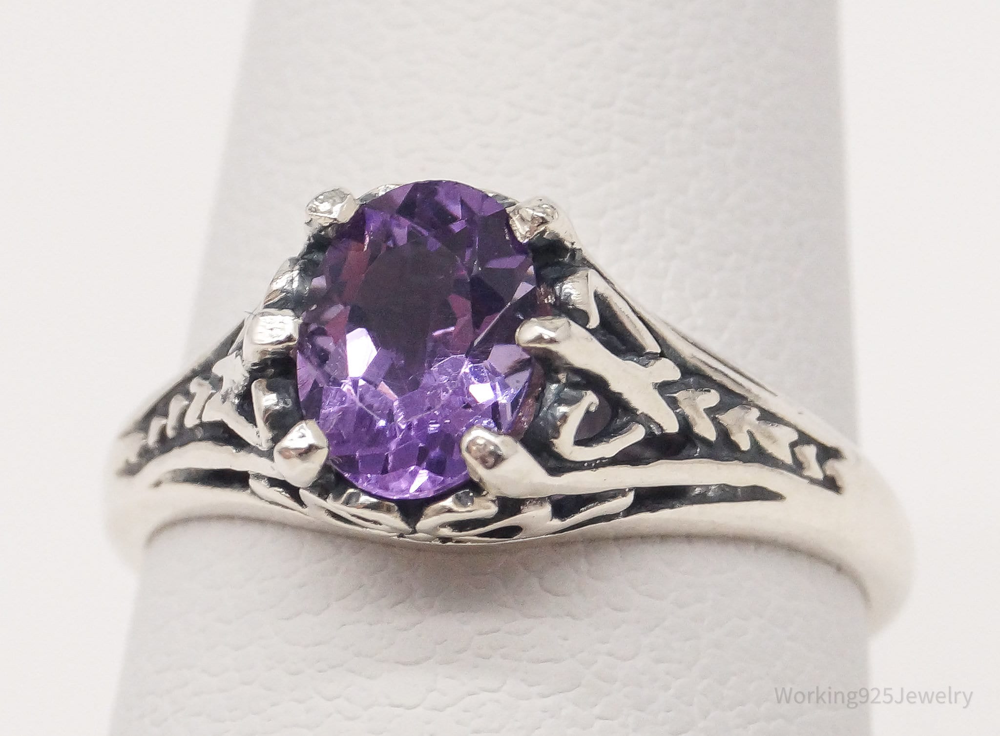 Vintage Designer KABANA Amethyst Sterling Silver Ring - Size 6