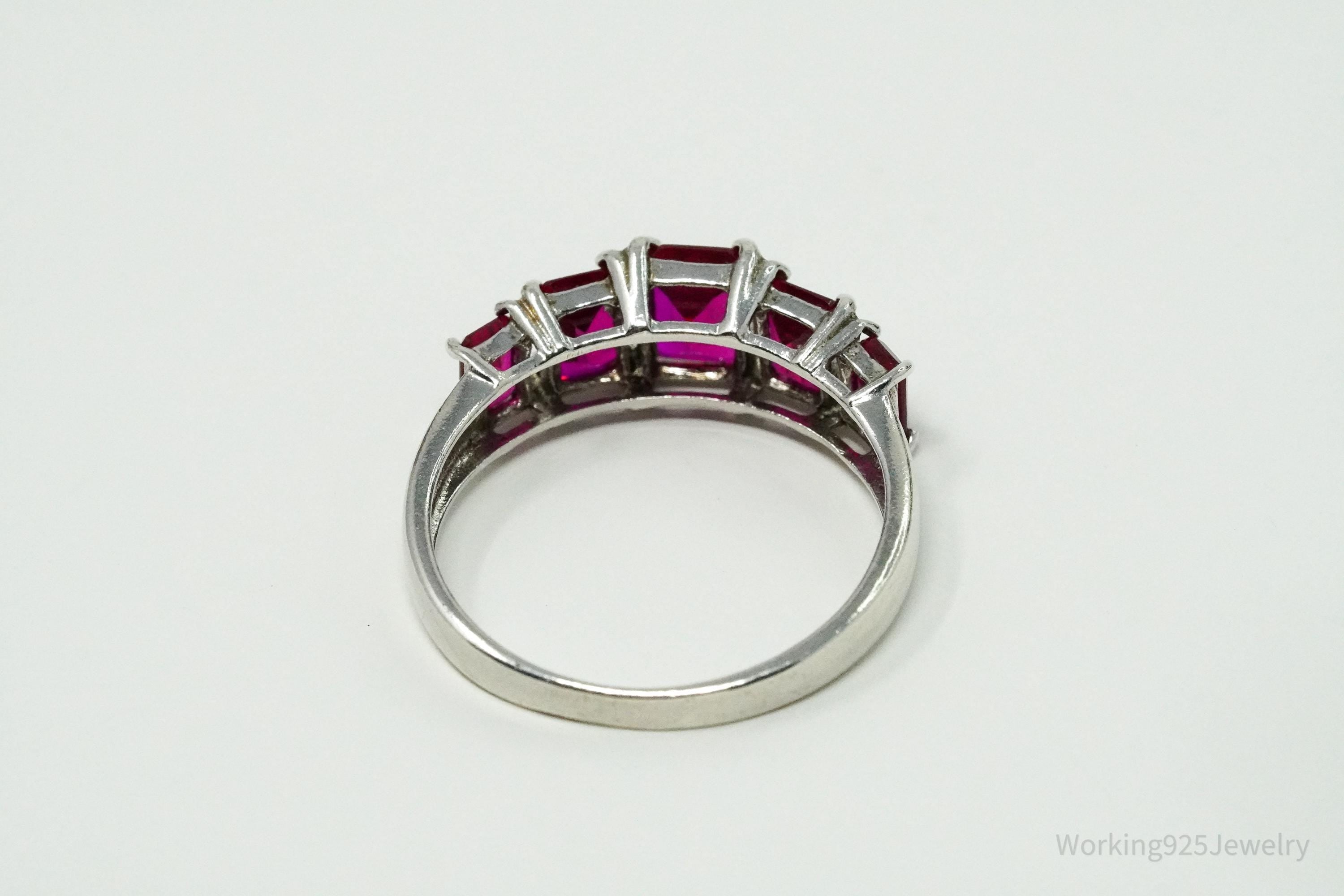 Vintage Ruby Sterling Silver Ring - Size 10