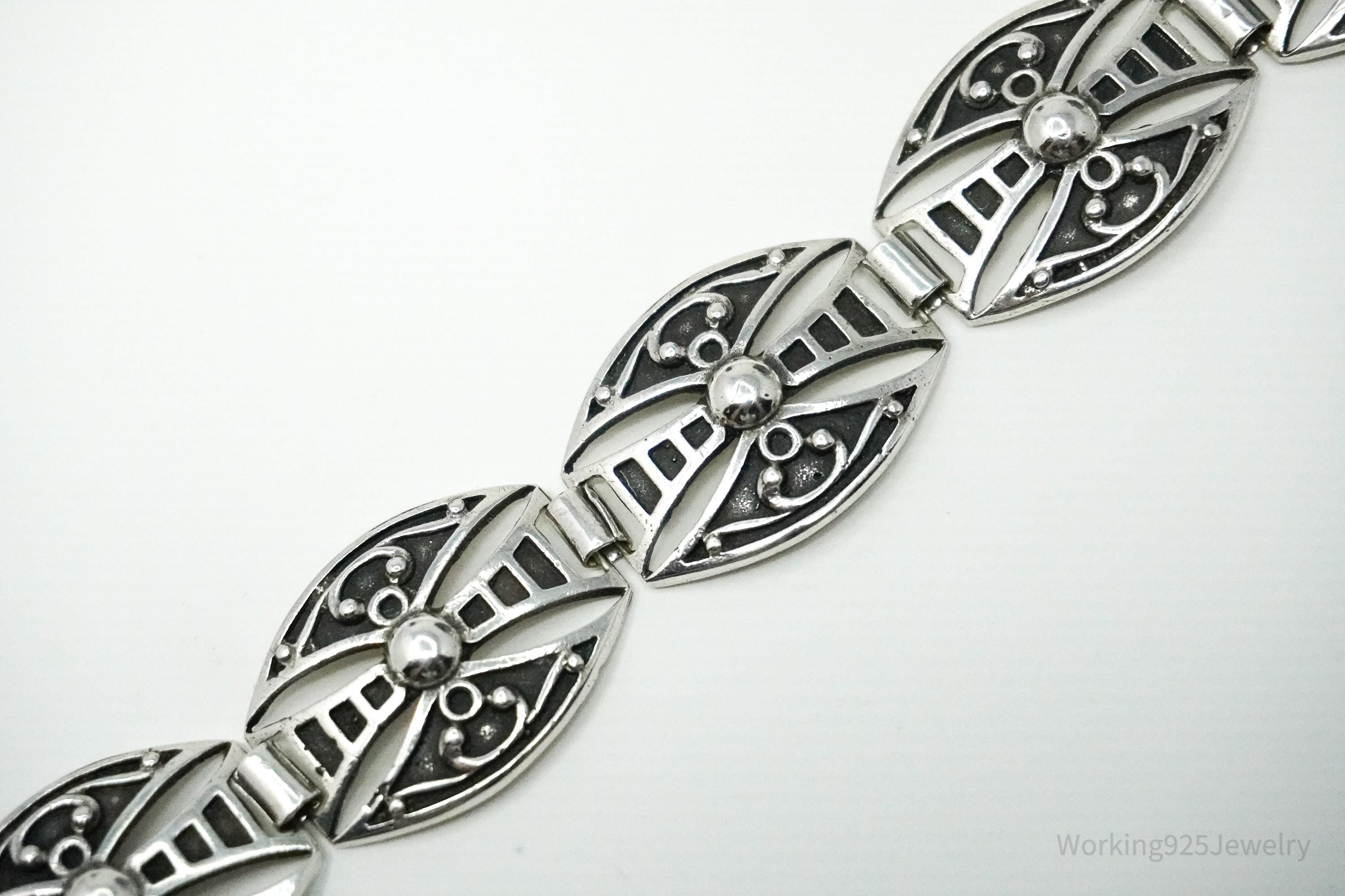 Vintage Dutch Modernist Silver Bracelet - 6.5"