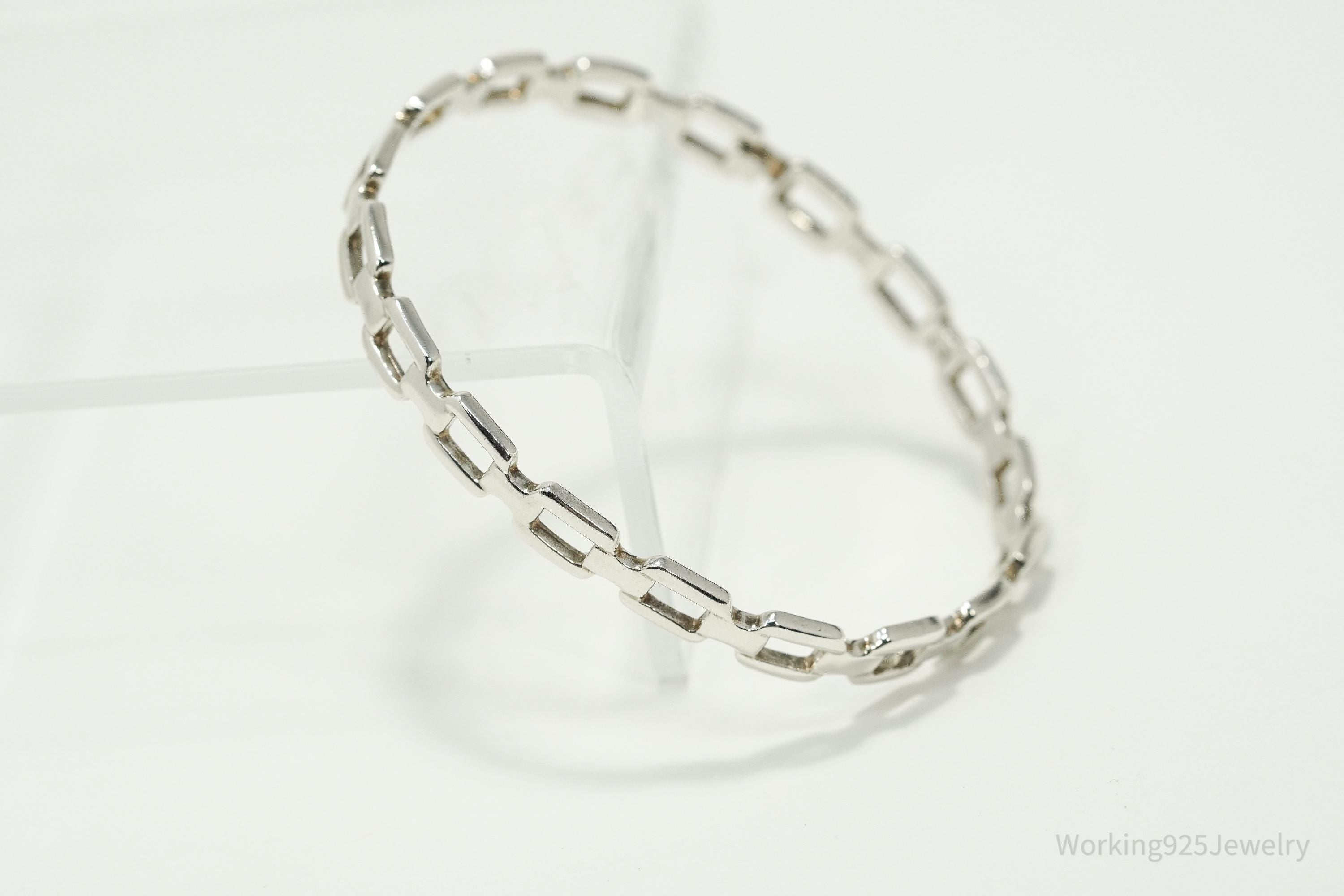 Vintage Chain Link Design Sterling Silver Bracelet - 7 5/16"