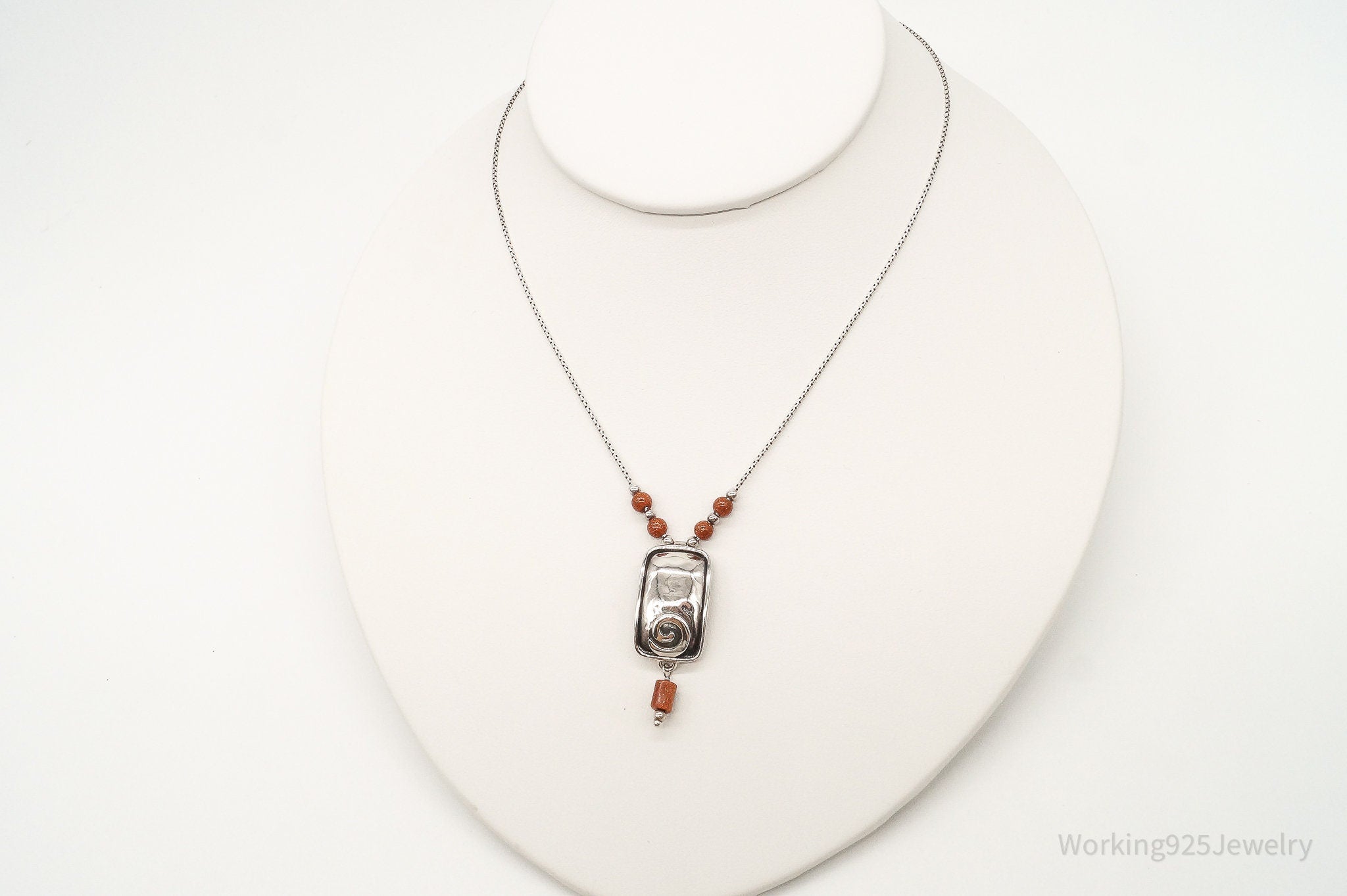 Designer Silpada Goldstone Hammered Sterling Silver Necklace