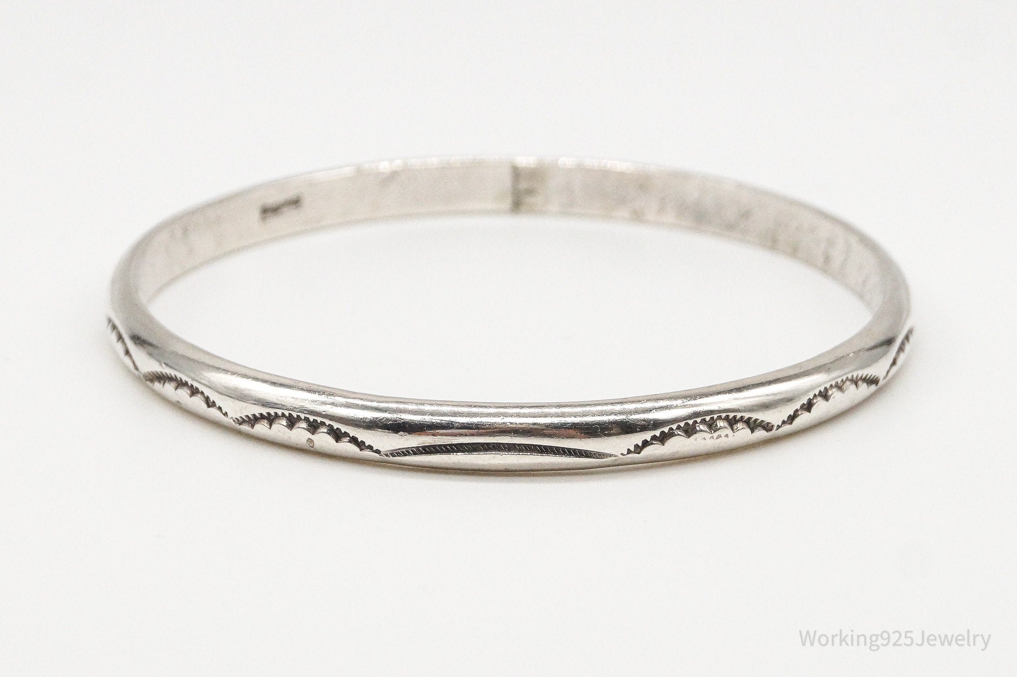 Vintage Native American Sterling Silver Bangle Bracelet