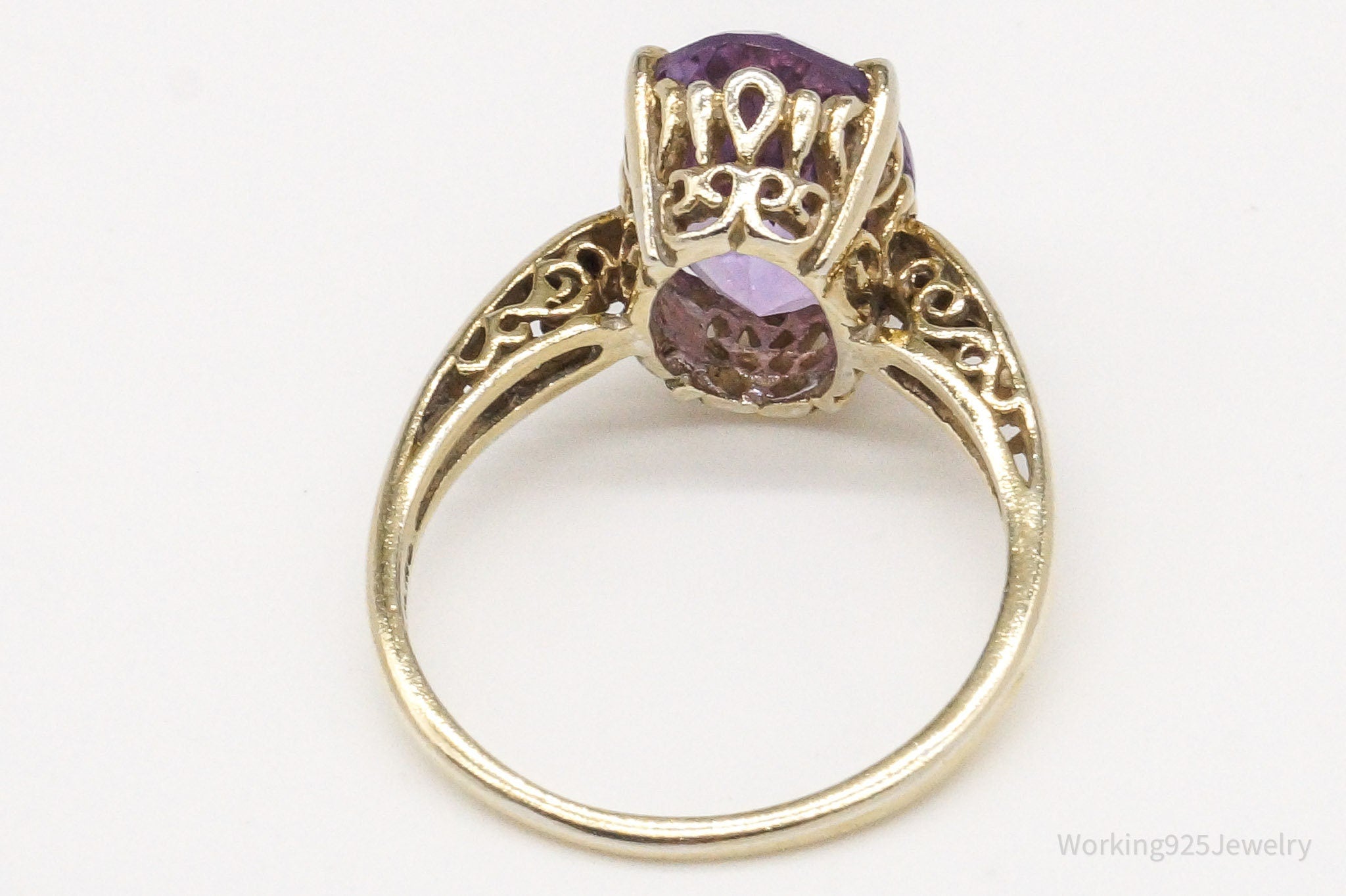 Vintage Designer KABANA Amethyst Gold Vermeil Sterling Silver Ring - Size 10