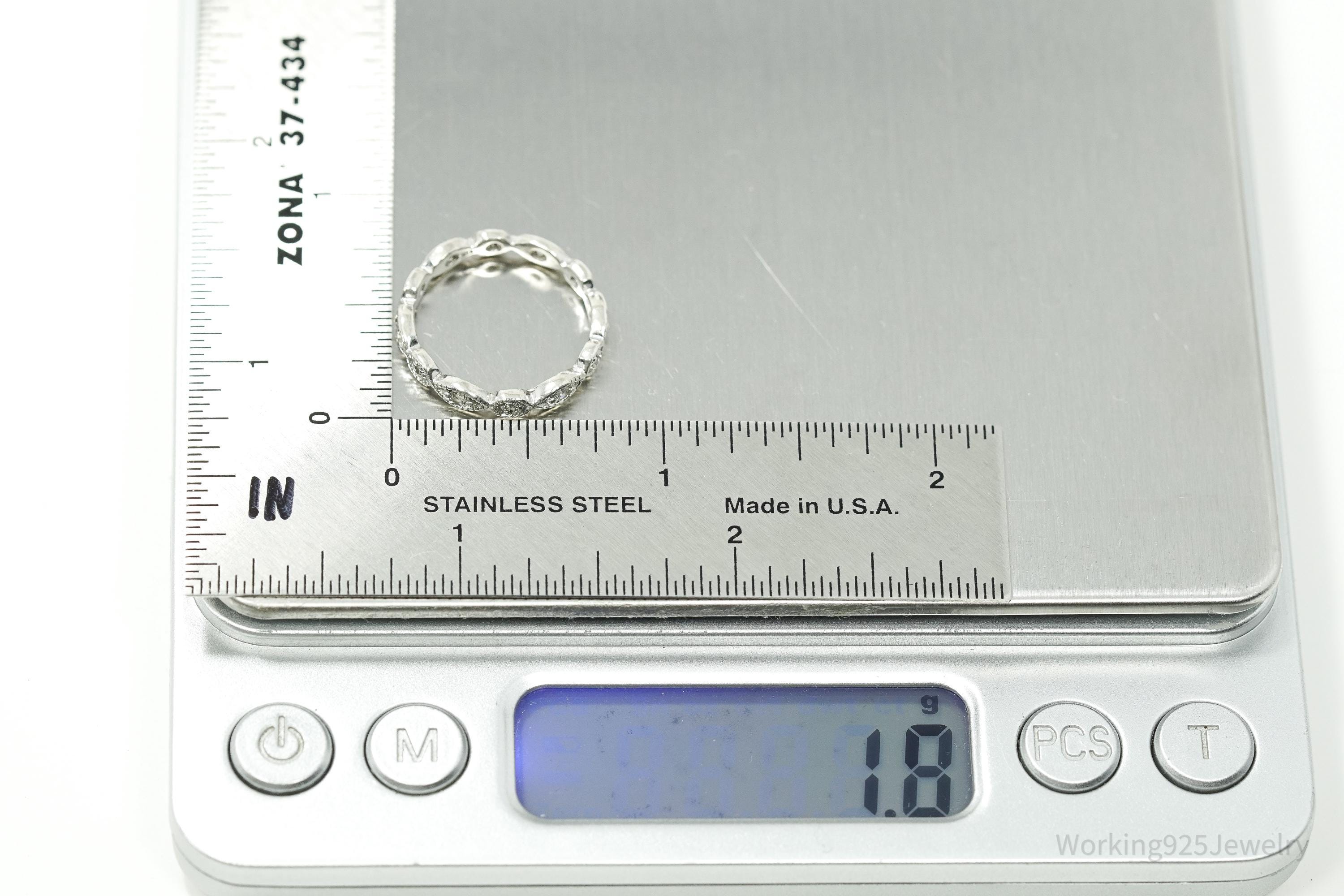 Vintage Cubic Zirconia Sterling Silver Band Ring - Size 6