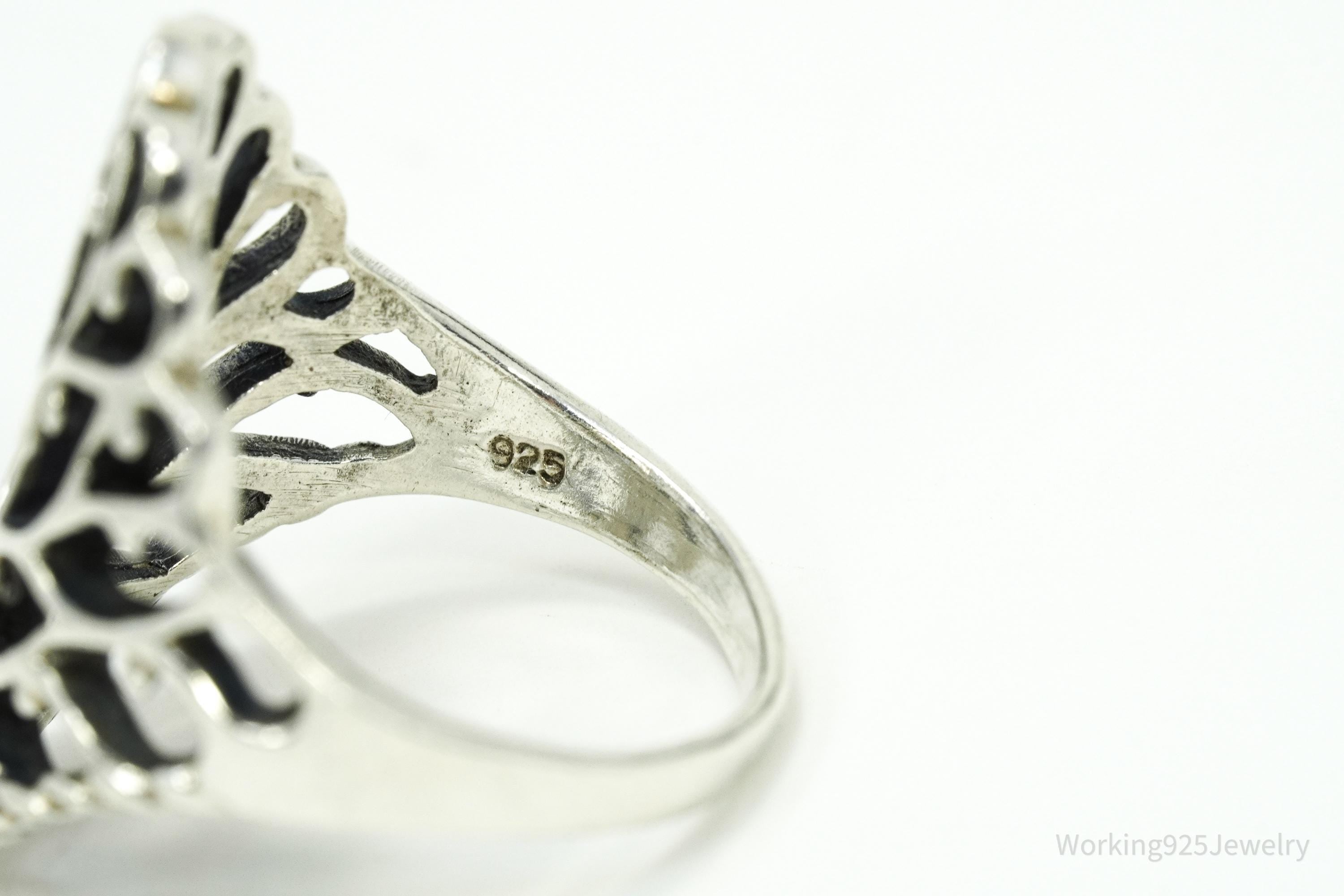 Vintage Tree Of Life Sterling Silver Ring - Size 8.25