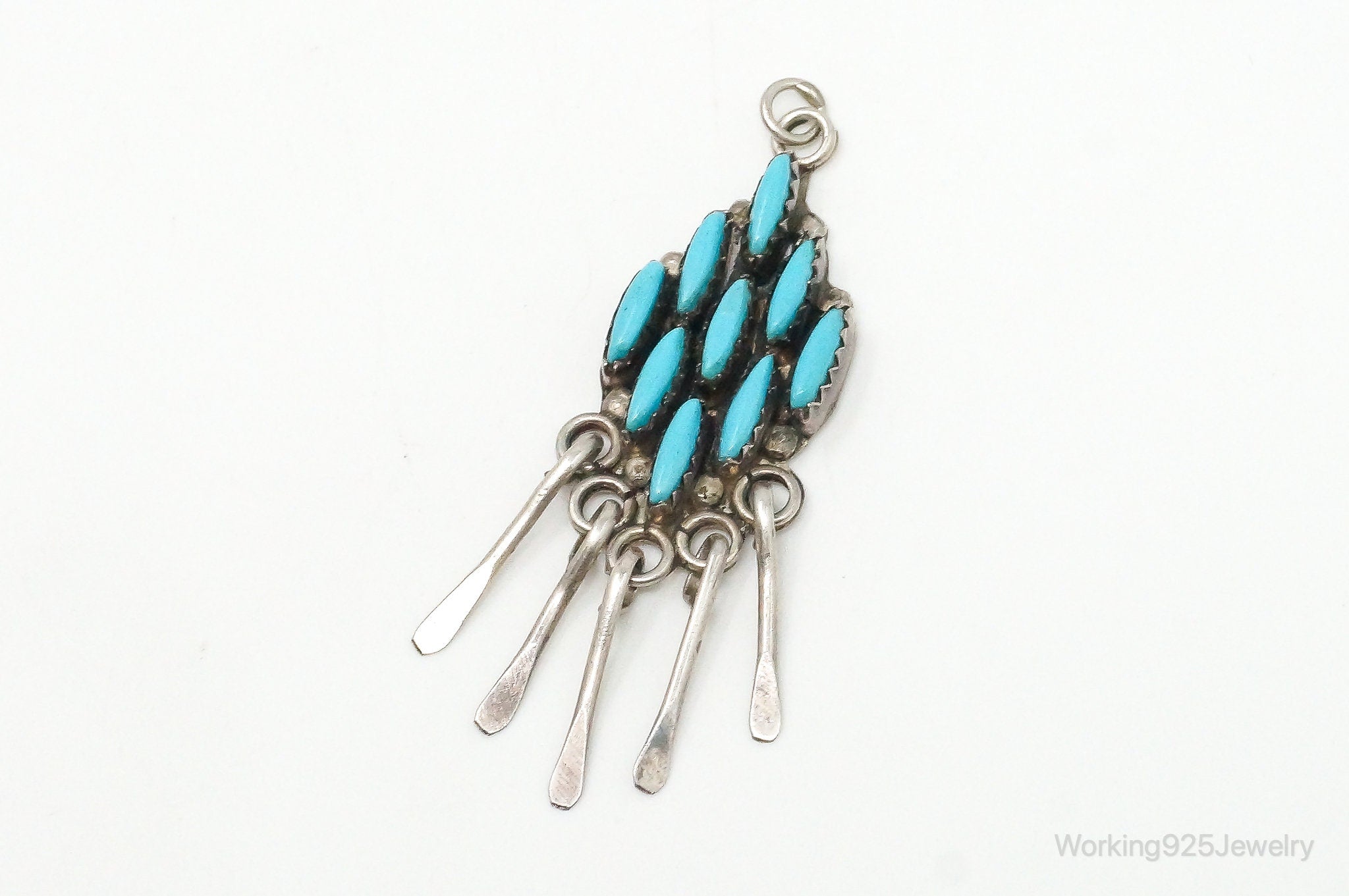 Vintage Native American Zuni Turquoise Sterling Silver Pendant