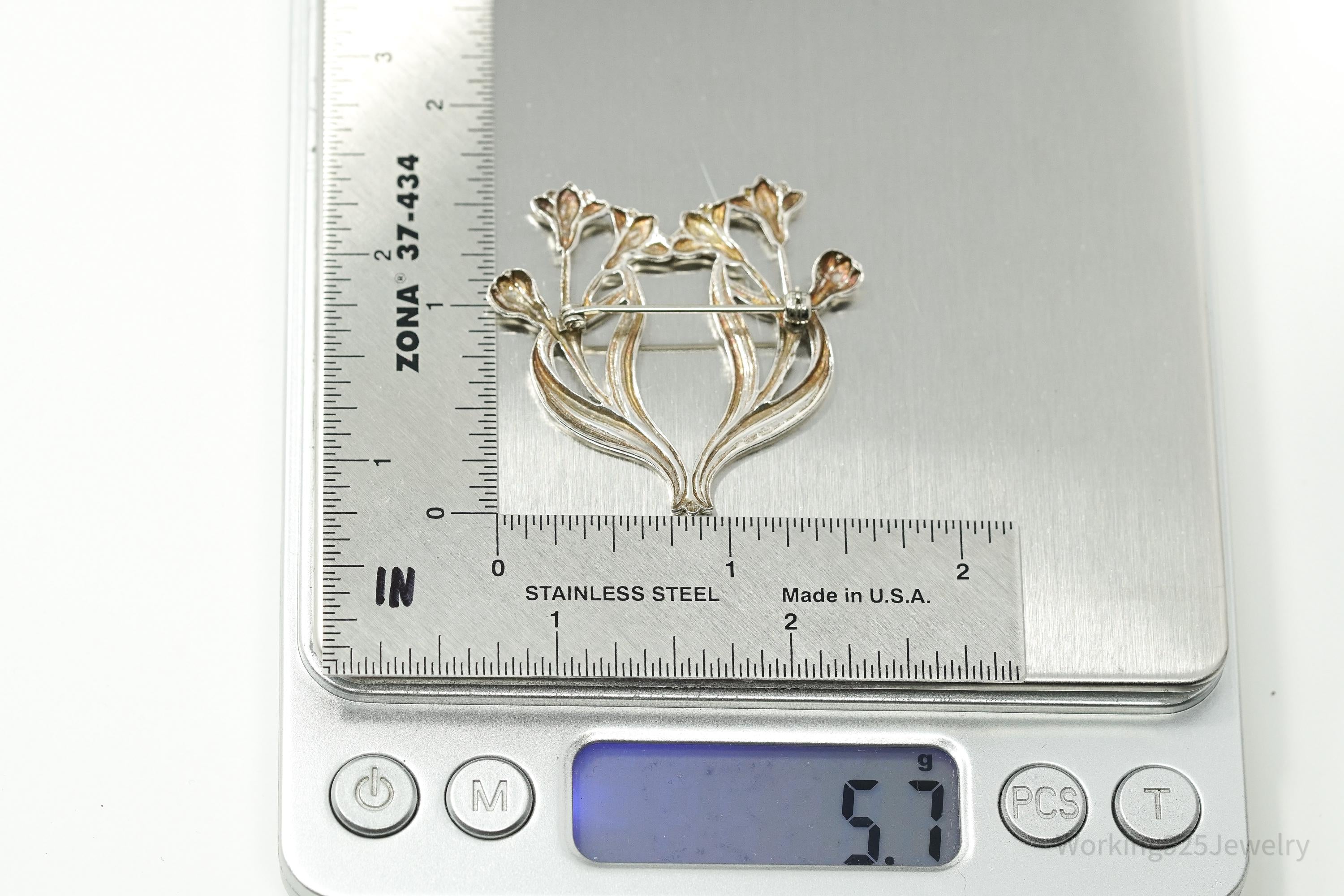 Vintage Art Nouveau Style Silver Brooch Pin