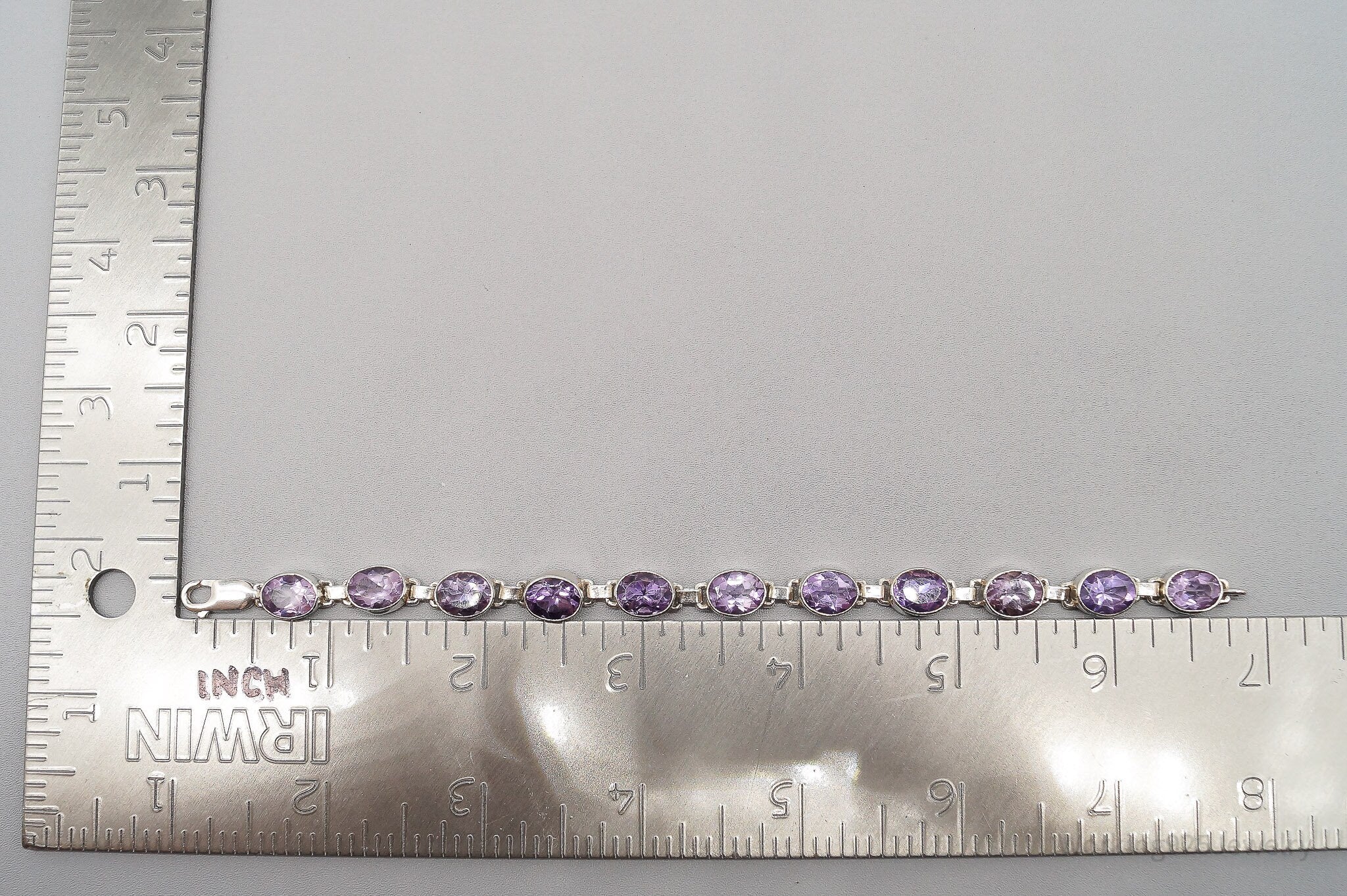 Vintage Purple Amethyst Sterling Silver Bracelet - 6 7/8"