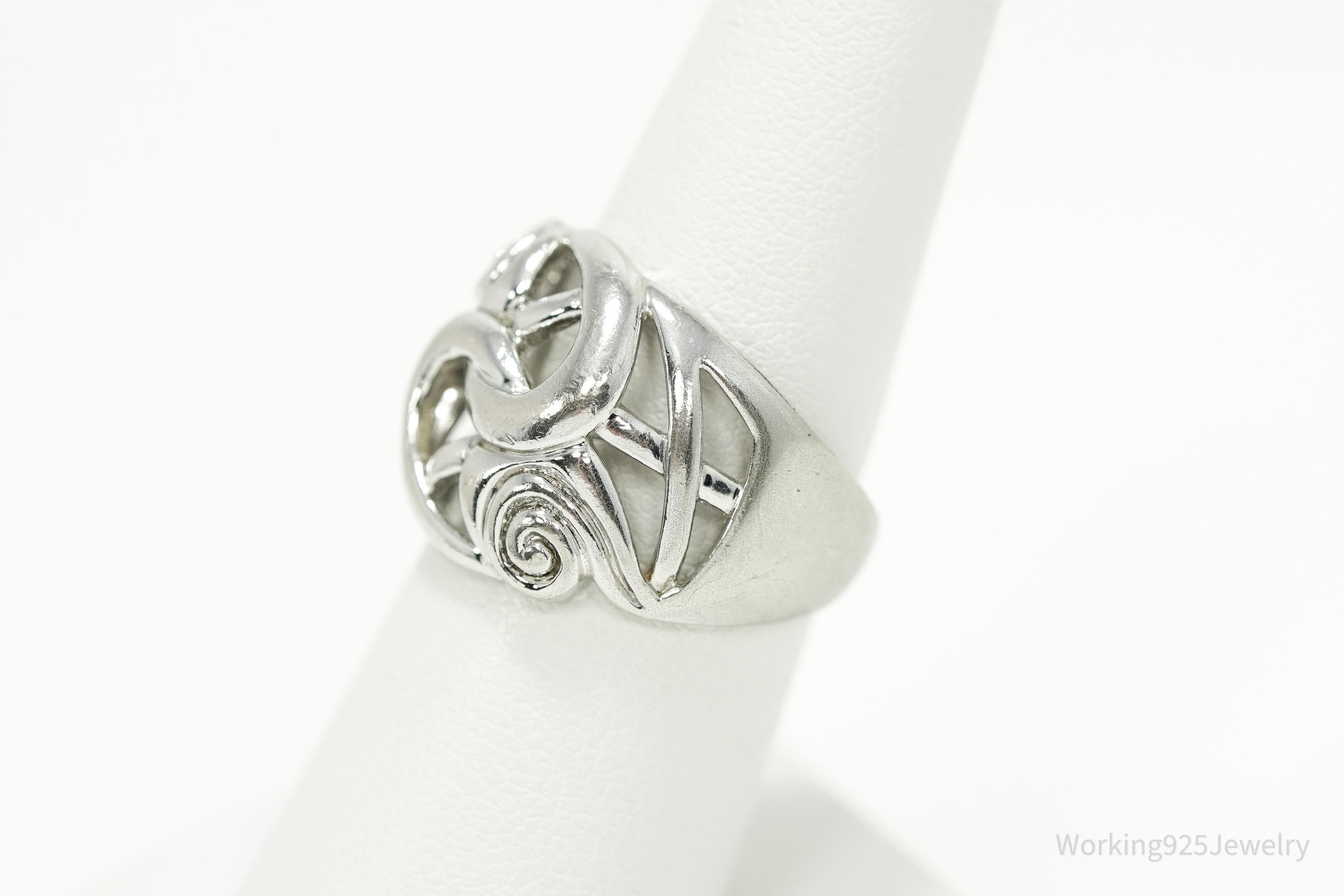 Vintage Ross Simons Art Deco Style Sterling Silver Band Ring - Size 7