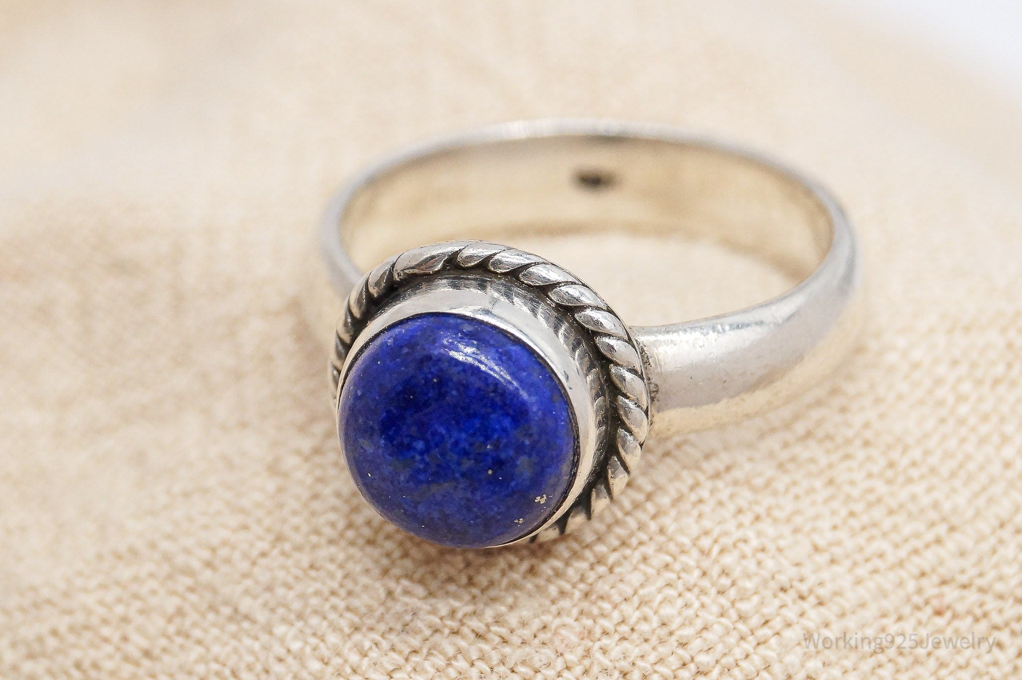 Vintage Lapis Lazuli Sterling Silver Ring - Size 6