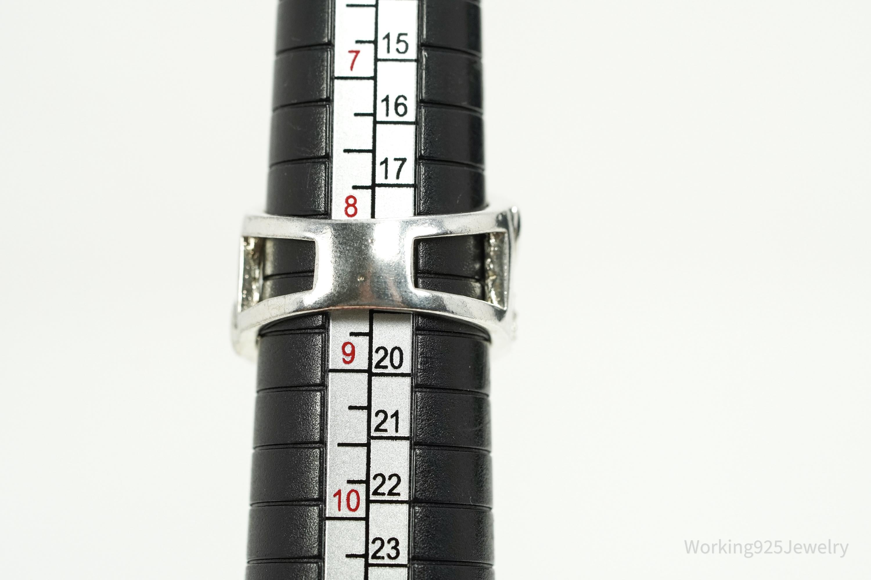 Vintage Cubic Zirconia Hearts Sterling Silver Ring - Size 8.5