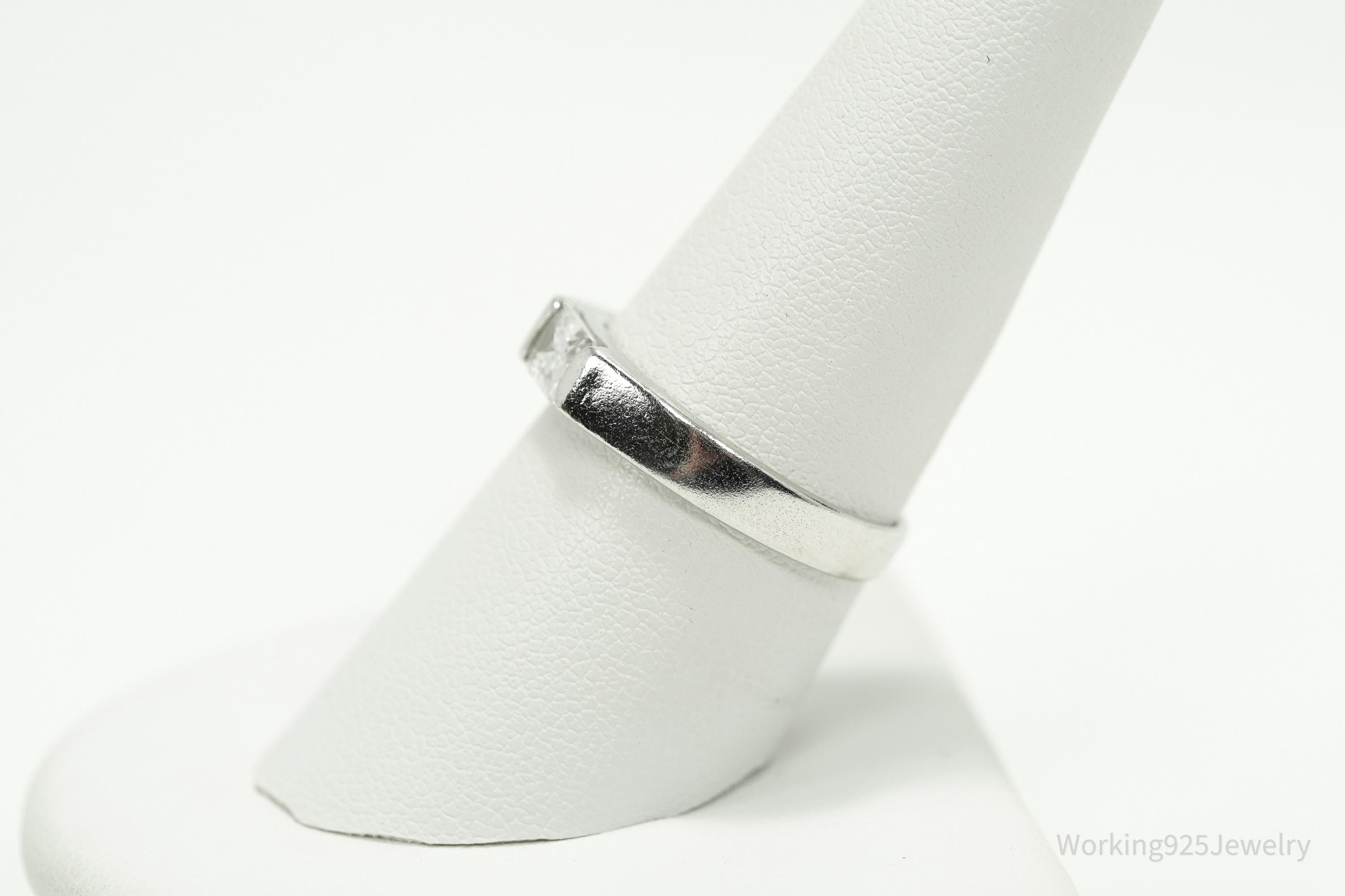 Vintage Cubic Zirconia Sterling Silver Ring Size 8.25