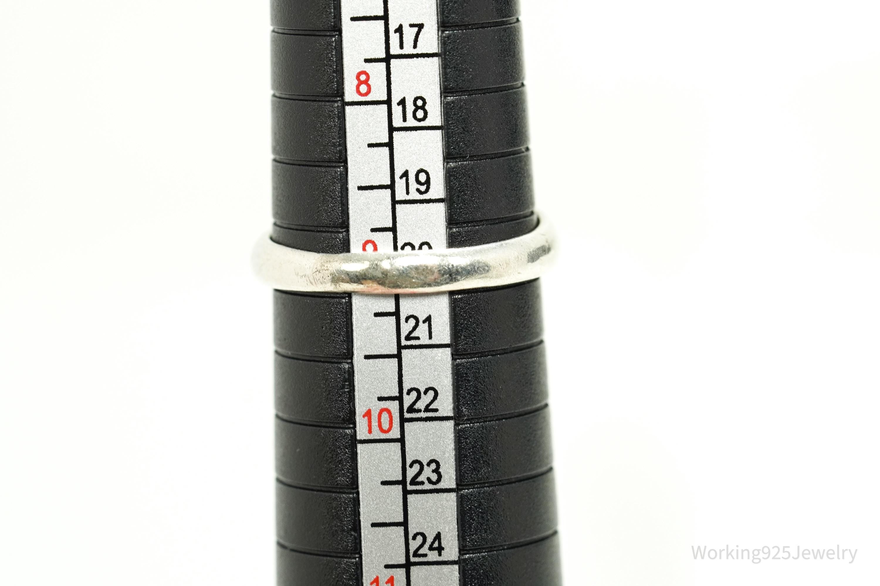 Vintage Espo Green & White Cubic Zirconia Sterling Silver Ring - Size 9