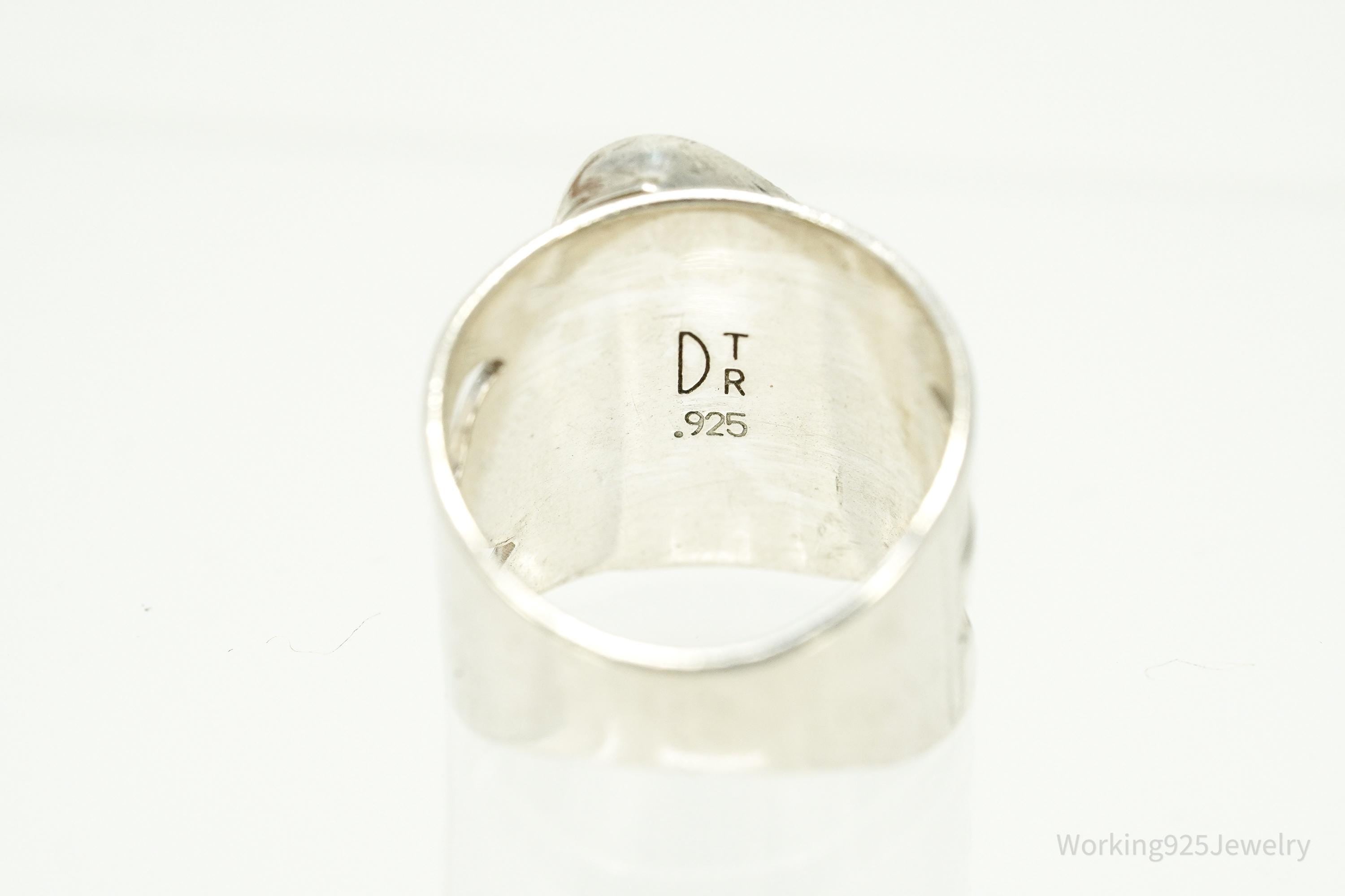 Vintage JAY KING Aqua Chalcedony Sterling Silver Ring - Size 6.25