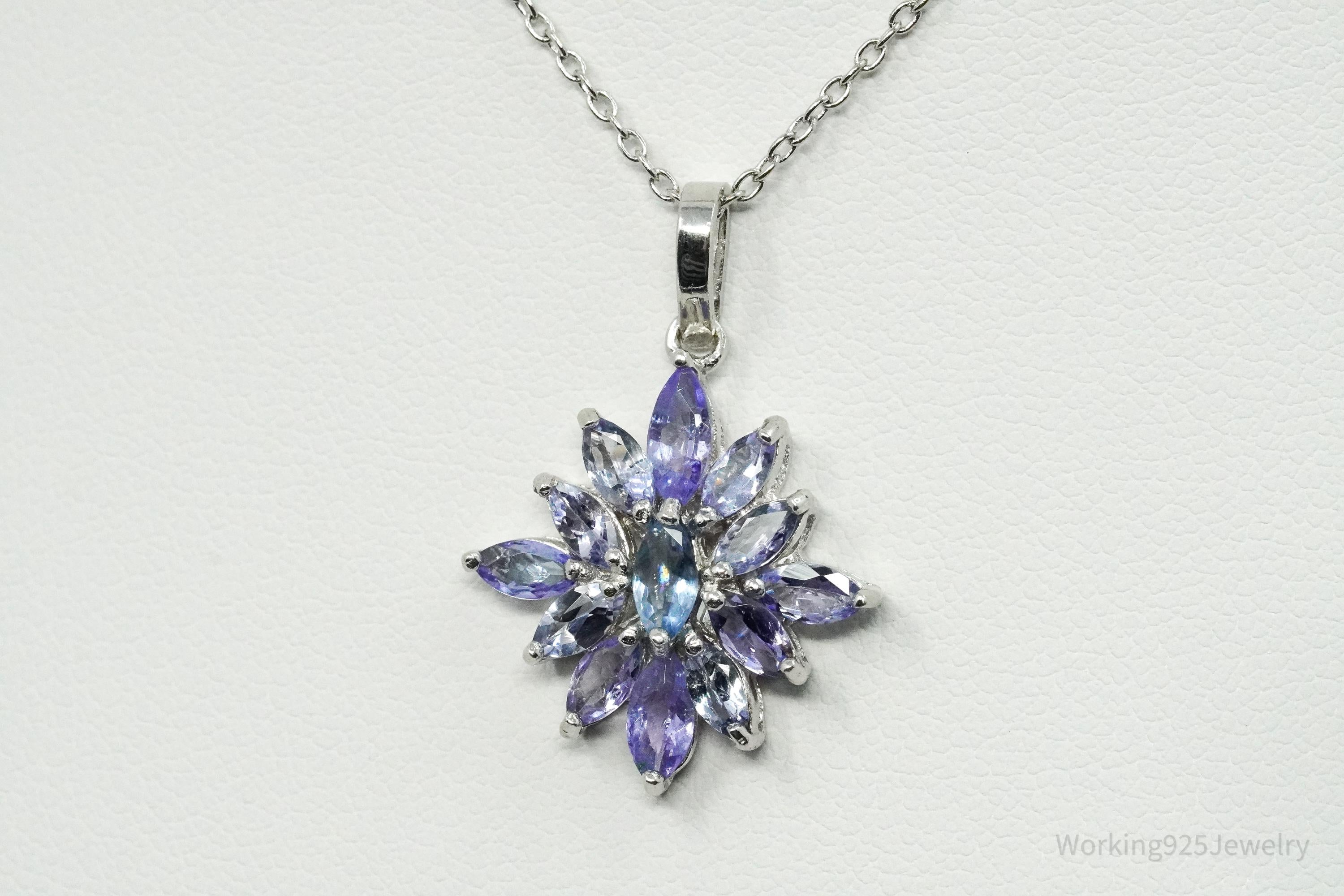 STAUER Tanzanite Sunburst Sterling Silver Necklace 20"