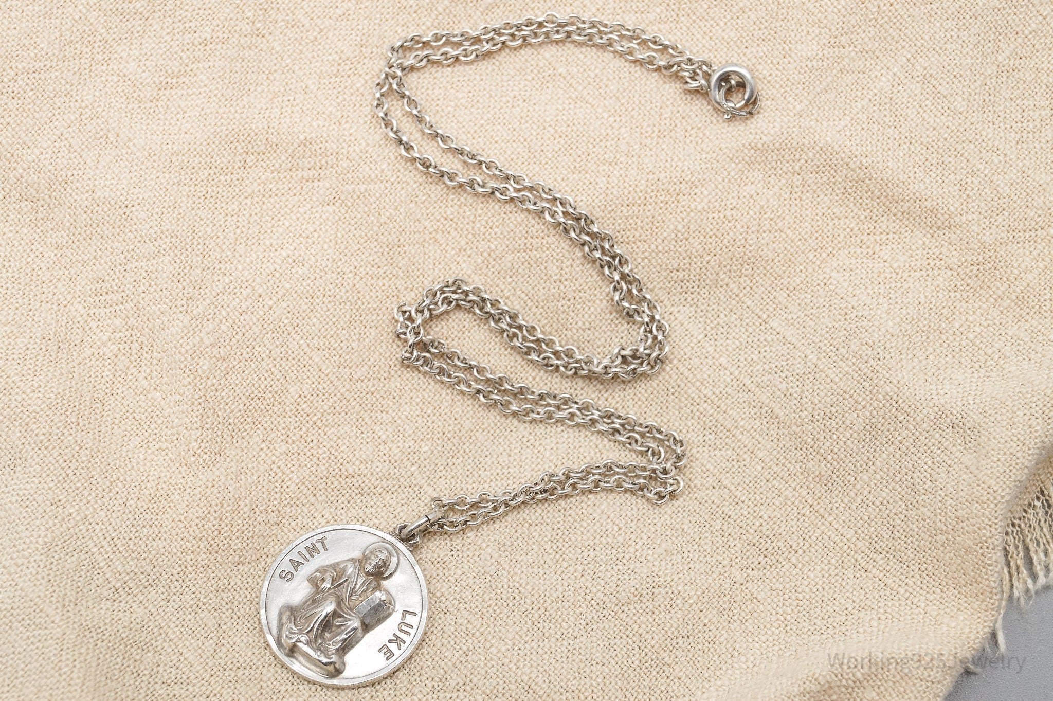 ATQ VTG Creed Saint Luke Sterling Silver Necklace - 16"