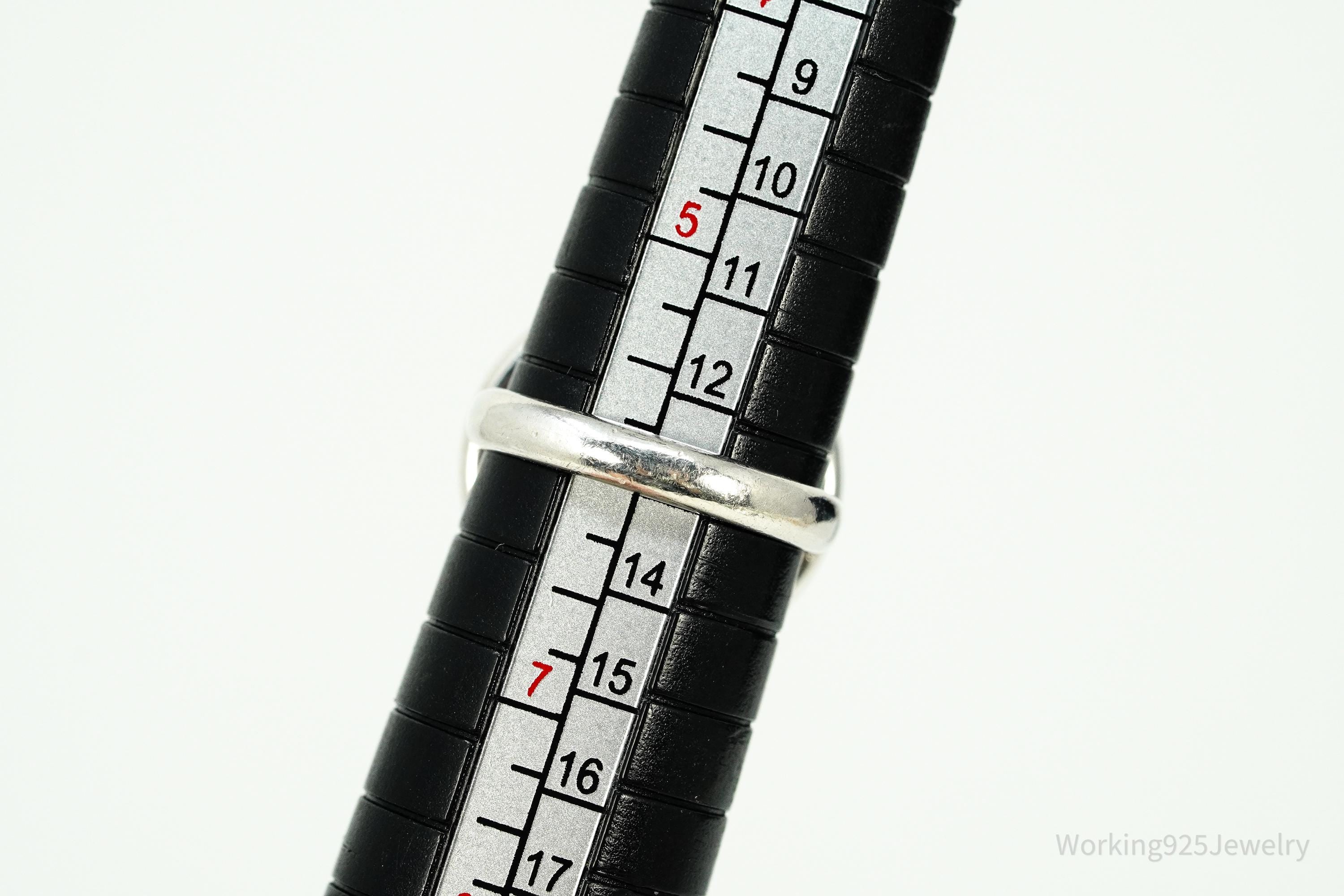 Vintage Blue Lace Agate Silver Ring - Size 6