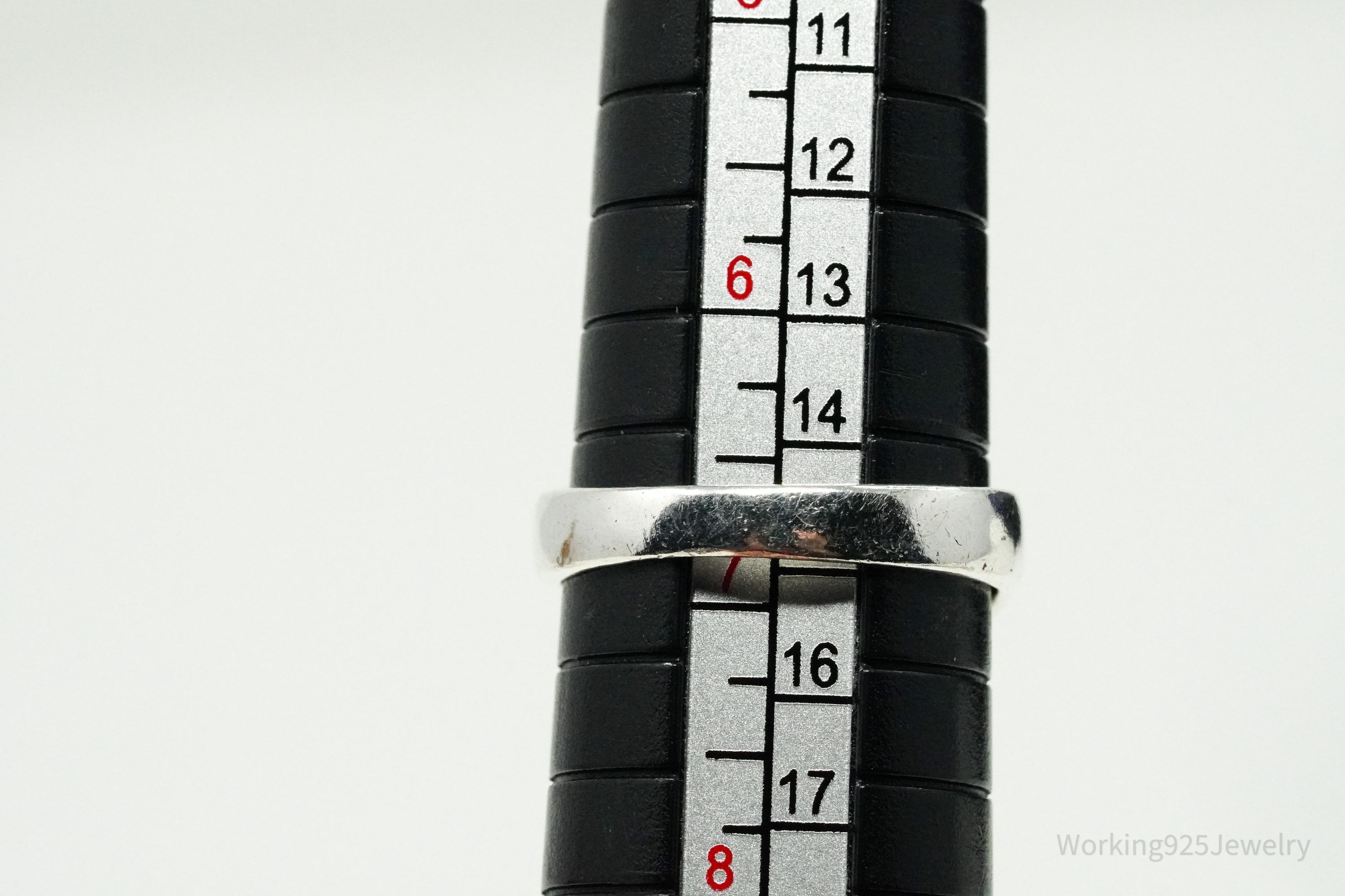 Vintage Puffy Ribbed Modernist Style Sterling Silver Ring - Size 6.75