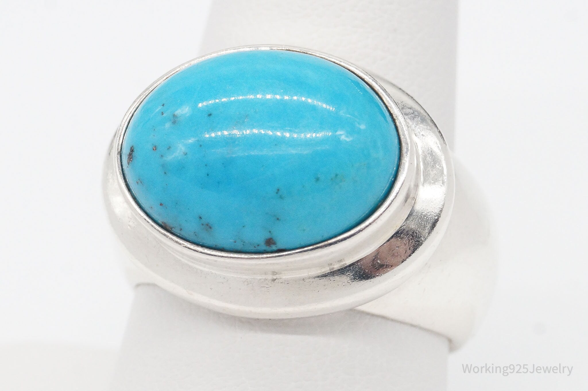 Vintage Designer Espo Signature Turquoise Sterling Silver Ring - Size 9