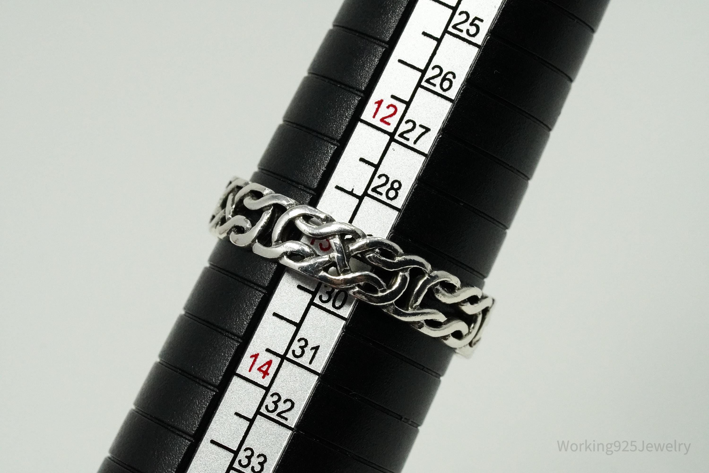 Vintage Celtic Knot Design Sterling Silver Band Ring - Size 13