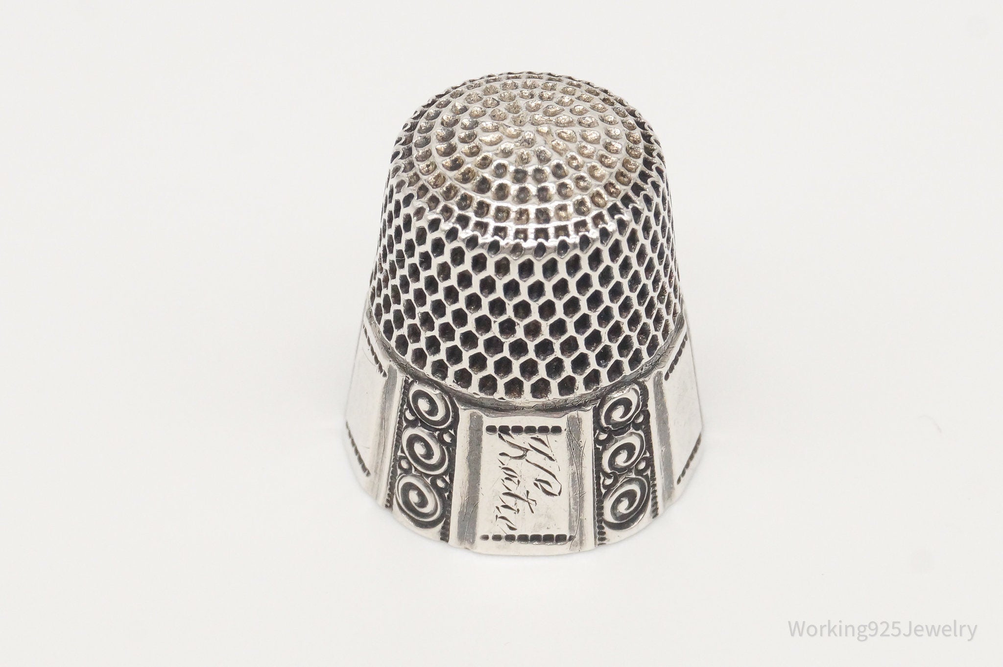 1800s Antique Stern Bros & Company Dome Sterling Silver Thimble